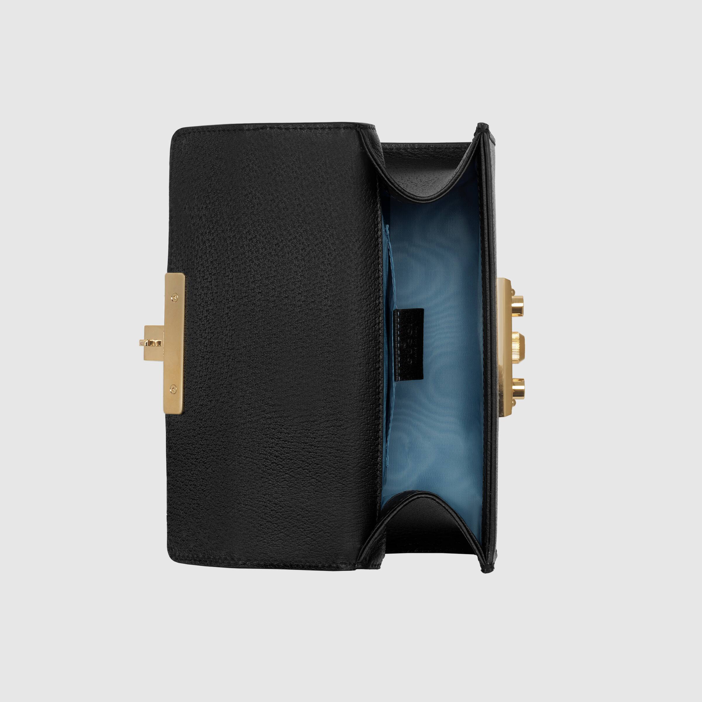 Gucci Padlock Bee Star Small Shoulder Bag for Women - Black Leather Crossbody Purse with Gold-Tone Hardware | Perfect for Date Night, Travel & Everyday Use