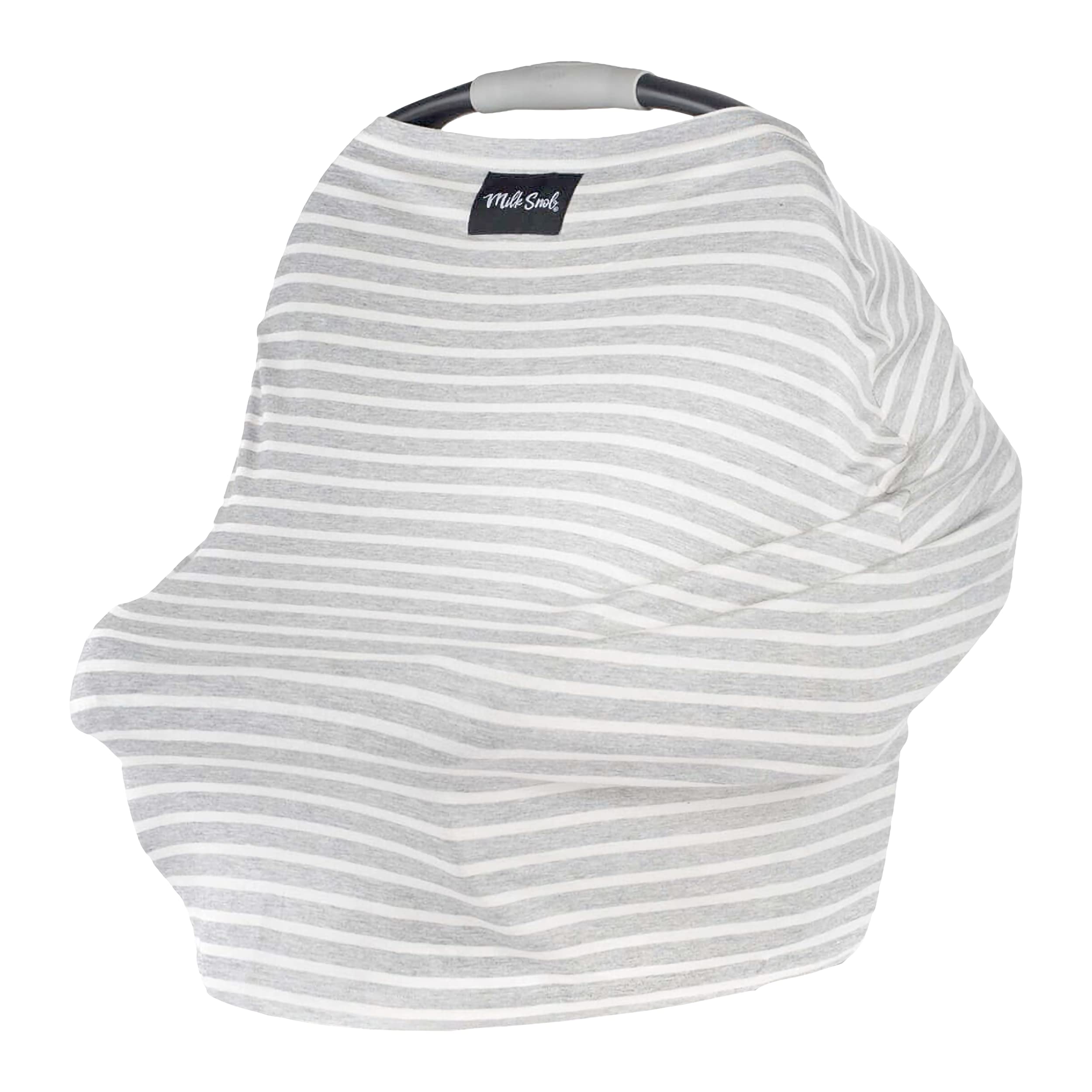 Milk Snob Original 5-in-1 Nursing Cover - Premium Baby Car Seat Cover, Stroller Canopy & High Chair Cover for Newborns - Breastfeeding Privacy Cover, Shopping Cart Protector & Lounger Canopy - Heather Gray Stripe - Perfect for Nursing, Travel & Outdoor Activities