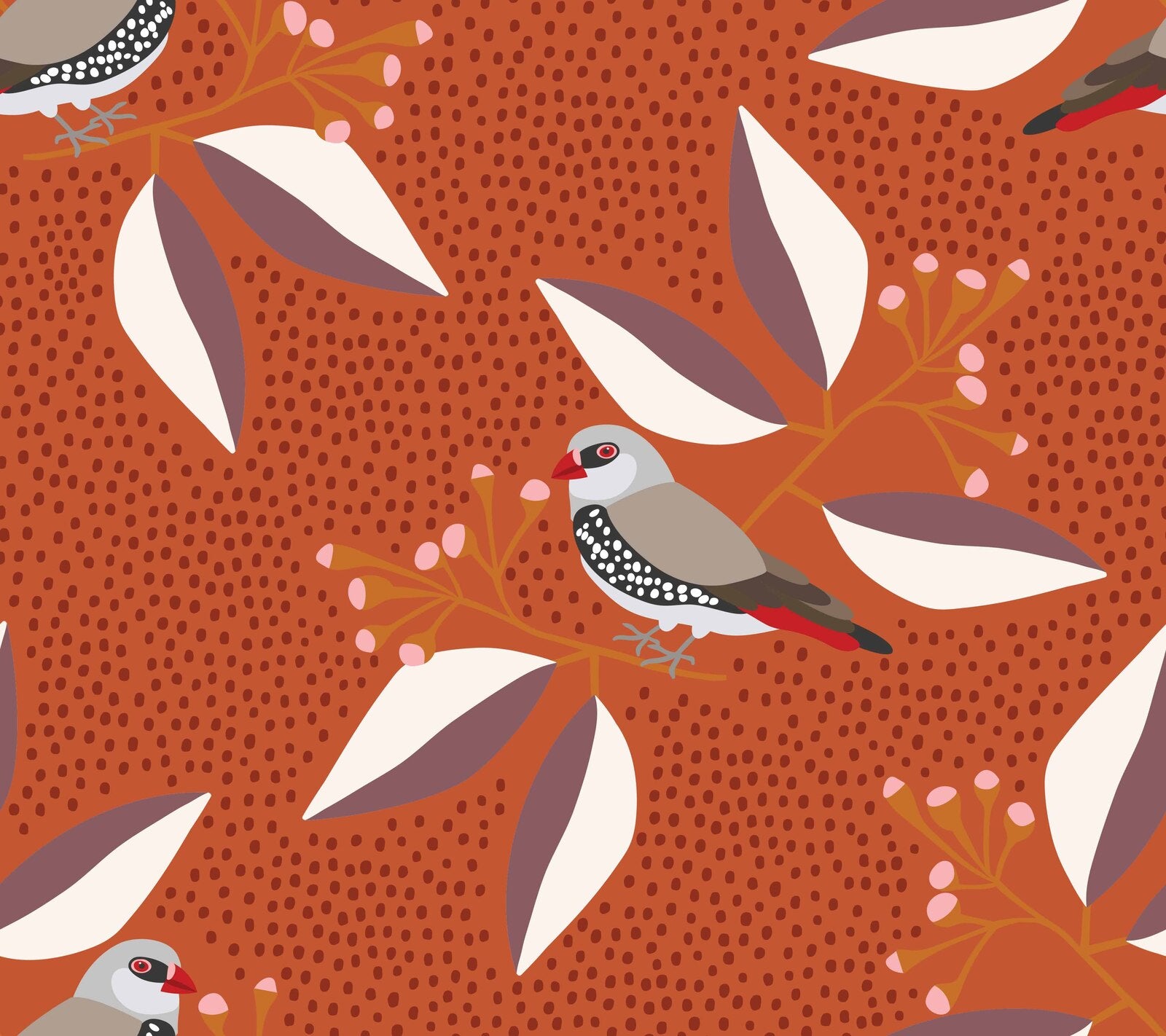 Diamond Firetail Wallpaper - Premium Self-Adhesive Peel and Stick Wallpaper for Home Decor - Perfect for Living Room, Bedroom, and Office