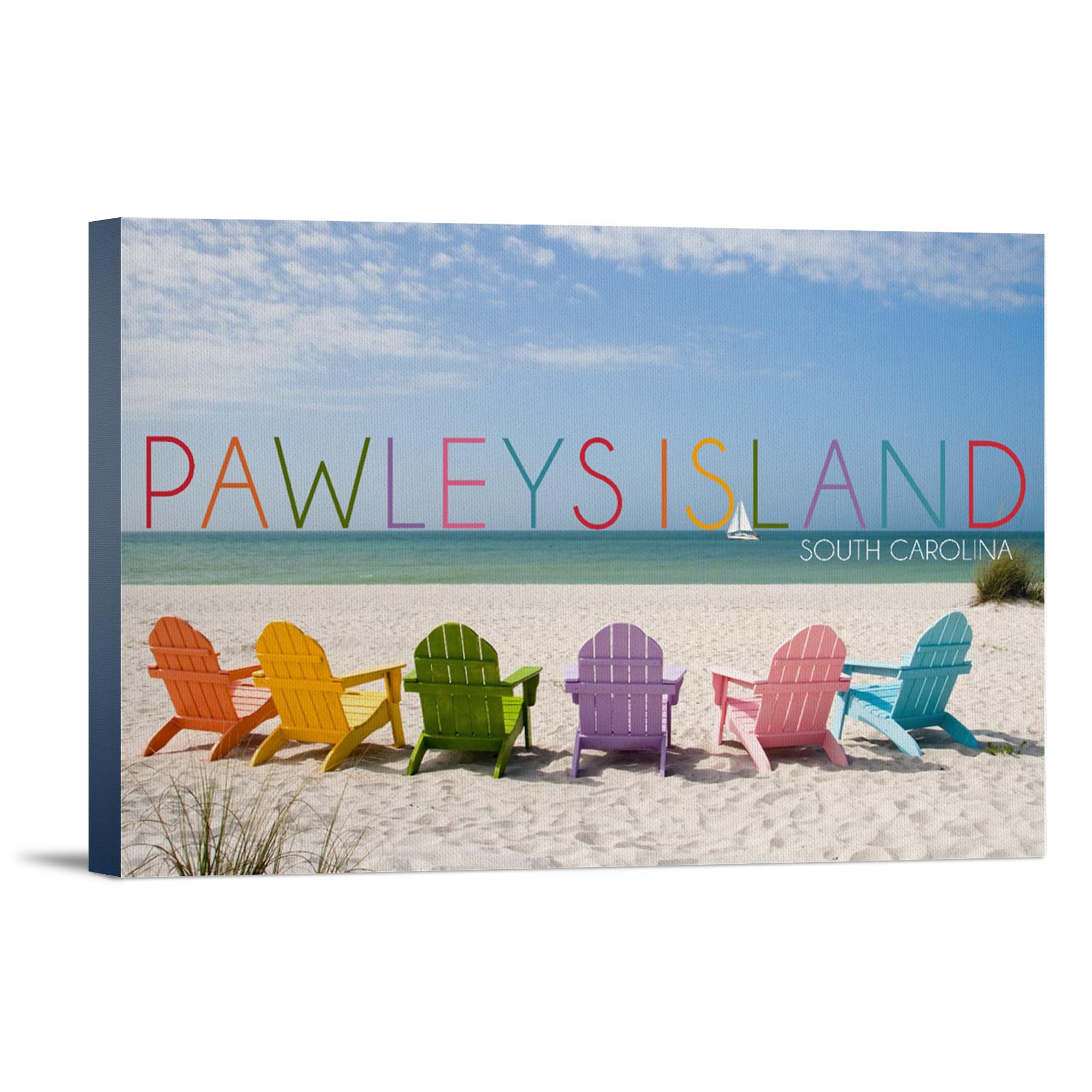 Lantern Press Pawleys Island South Carolina Colorful Beach Chairs Wall Art - 12x18 Wrapped Canvas for Coastal Home Decor, Living Room & Bedroom Wall Decor