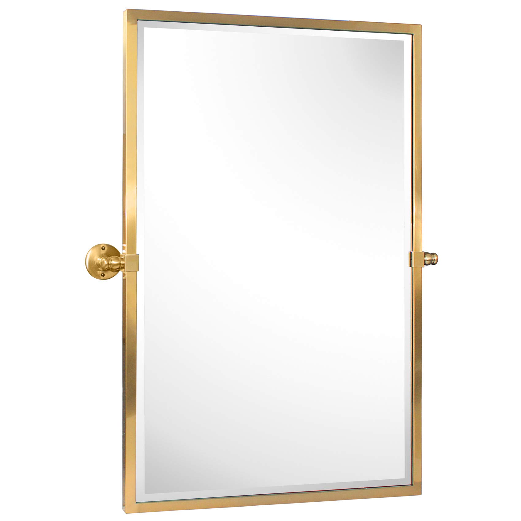 TEHOME 28.5 x 36 Inch Brushed Gold Pivot Mirror - Rectangle Tilt Bathroom Wall Mirror with Metal Frame, Beveled Edge for Vanity, Bedroom & Dressing Room - Perfect for Makeup, Shaving & Home Decor