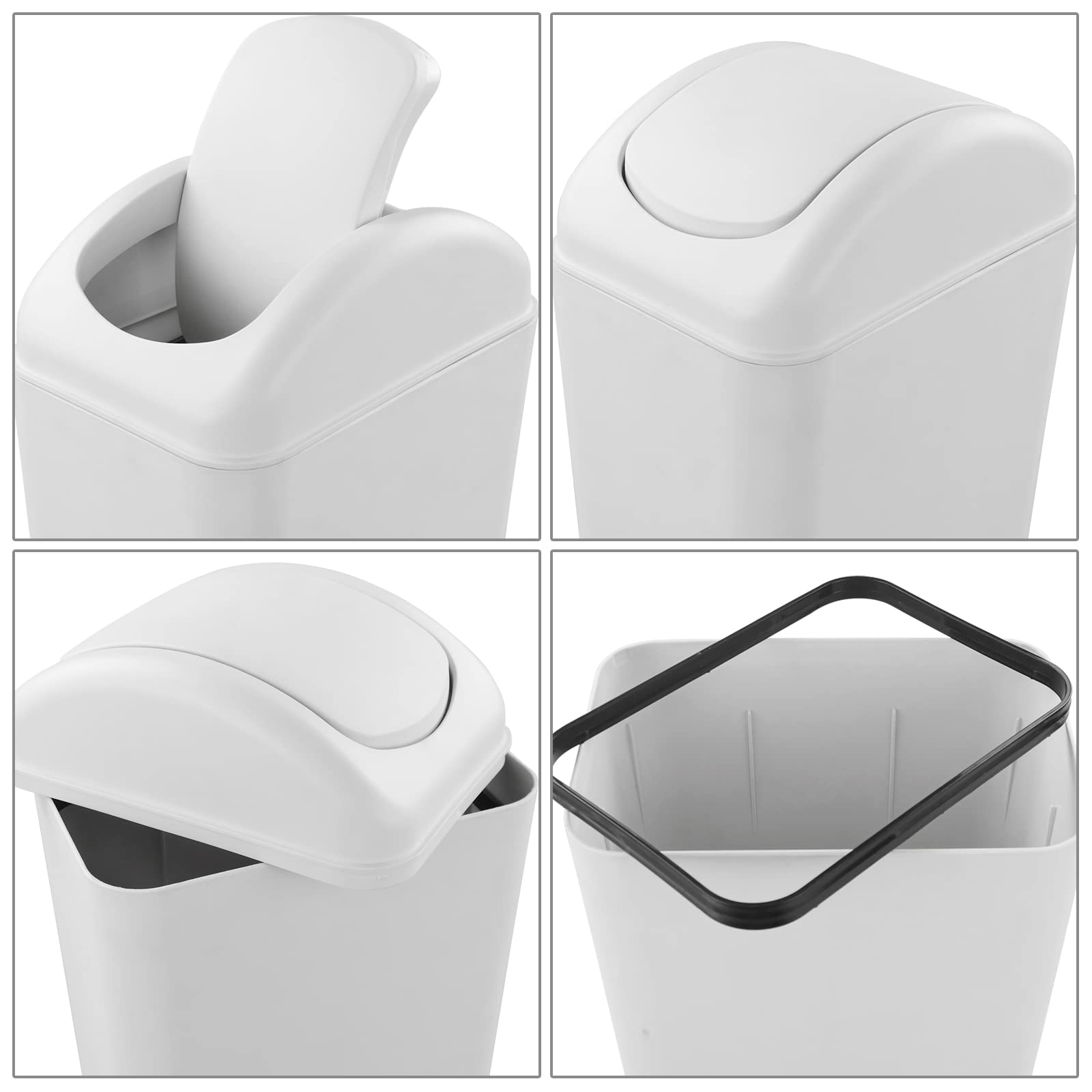 Xyskin 3.5 Gallon Plastic Trash Can with Swing Lid - Odor-Proof Bathroom Garbage Bin for Home, Office & RV - Small Wastebasket with Touch-Free Design for Bathrooms, Kitchens & Bedrooms