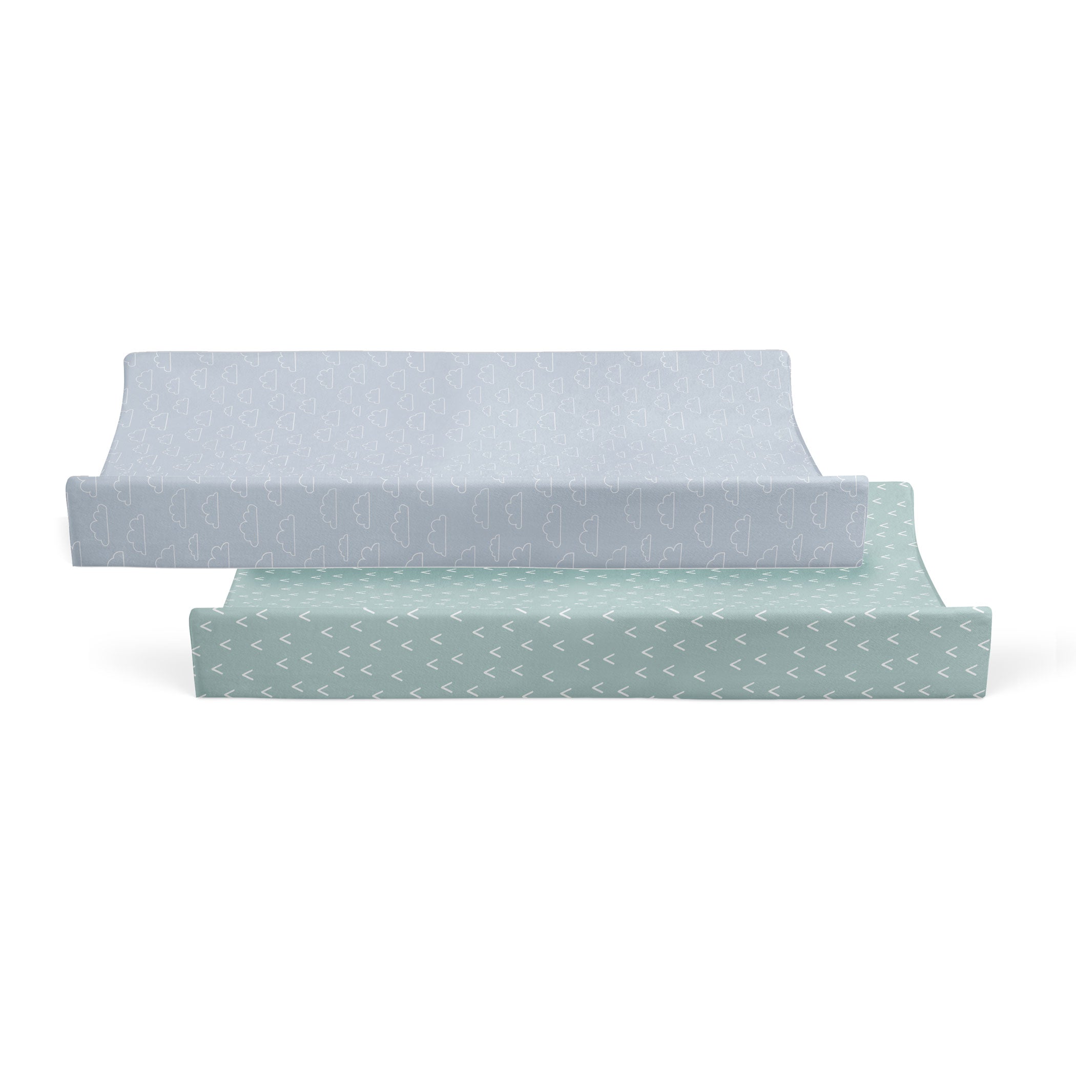 Nordic 2-Pack Waterproof Changing Pad Covers - Dusty Sky & Mint Colors | Soft Baby Changing Table Protector for Nursery, Diaper Station & Travel Use