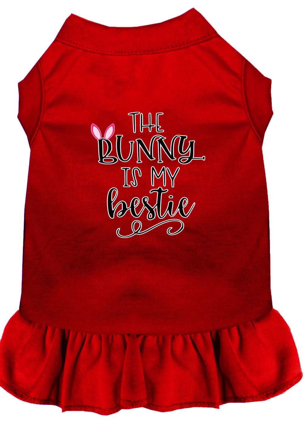 Bunny is My Bestie Screen Print Dog Dress - Cute Pet Clothes in Multiple Colors for Small & Medium Dogs - Perfect for Easter, Spring Outfits & Photo Shoots