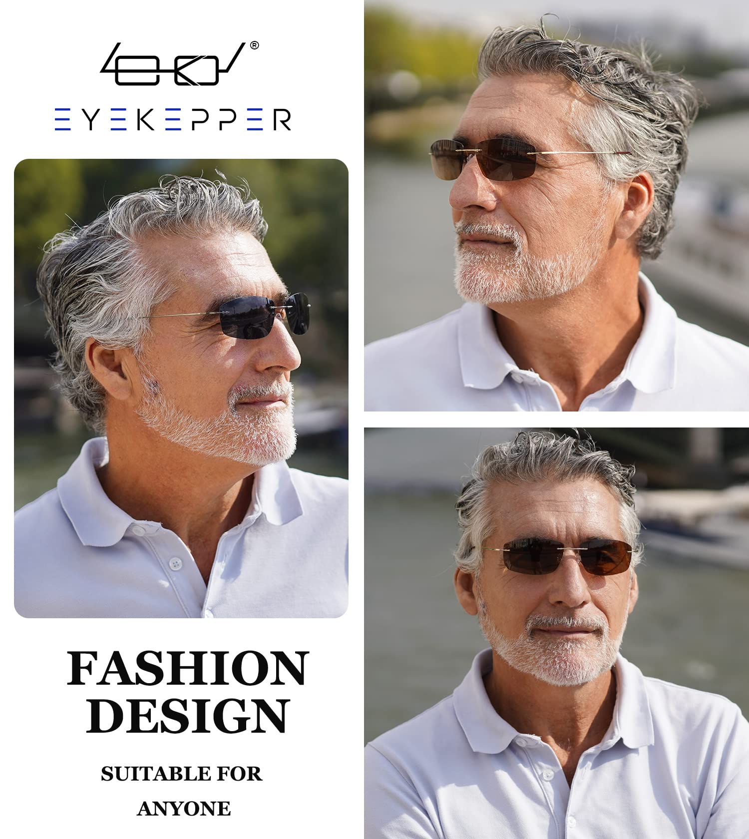 Eyekepper Rimless Titanium Frame Polarized Sunglasses - UV400 Protection, Lightweight & Durable - Perfect for Driving, Fishing & Outdoor Activities