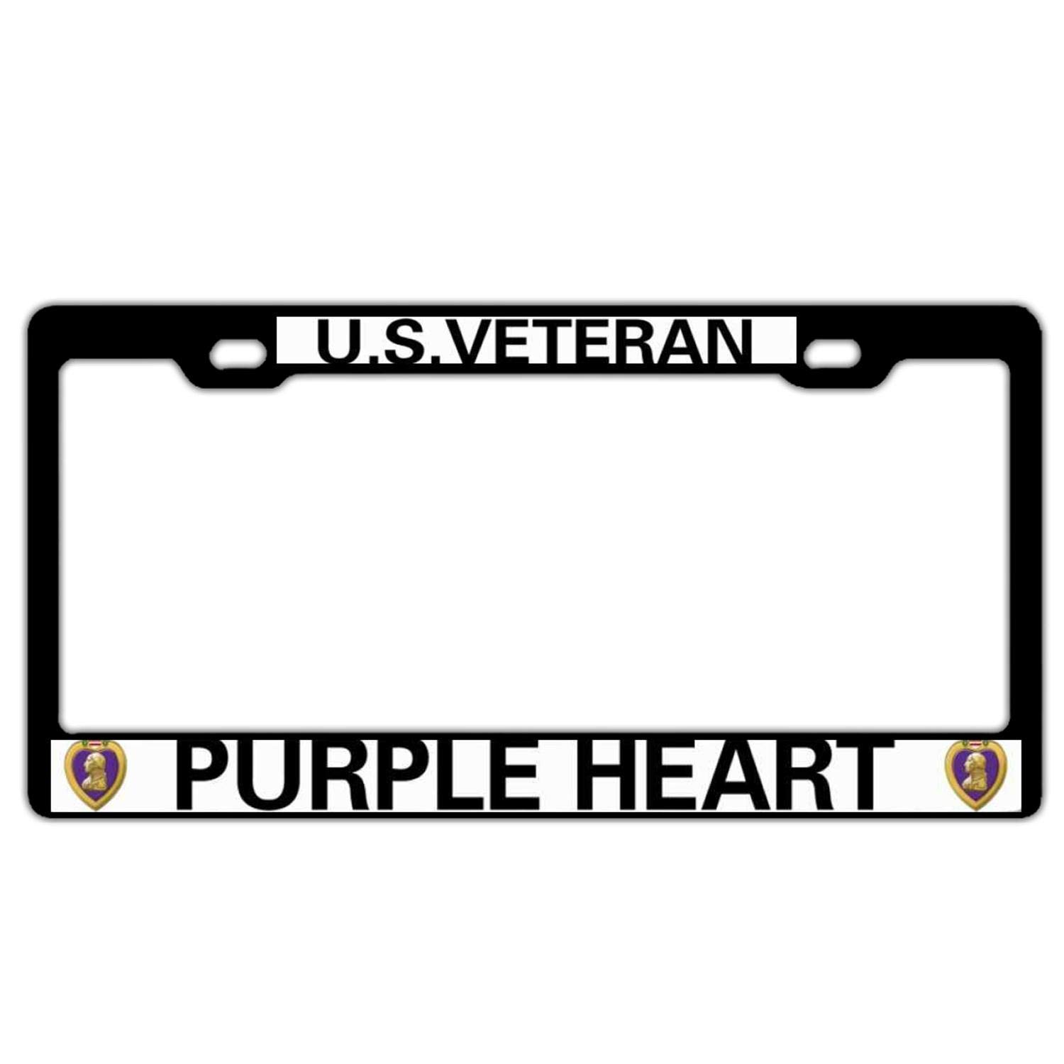 US Veteran Purple Heart Aluminum Metal License Plate Cover - Durable Car & Truck Plate Frame - Perfect for Military Support & Vehicle Customization