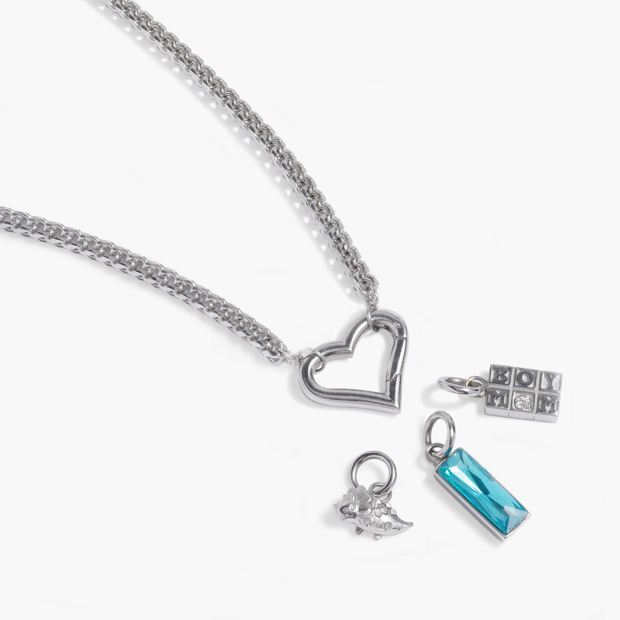 Custom Boy Mom Charm Necklace - Personalized Interchangeable Pendant for Mothers - Perfect Gift for Birthday, Mother's Day & Special Occasions