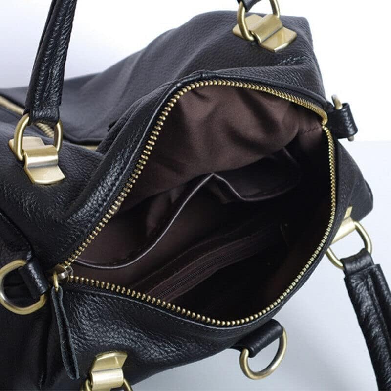 Genuine Cowhide Leather Backpack for Women - Stylish Shoulder Bag & Crossbody Purse - Black Leather Travel Bag for Work, School & Daily Commute