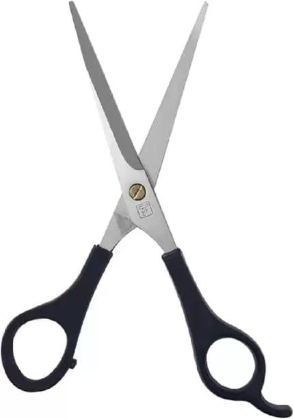 Professional Black Salon Barber Hair Cutting Scissors for Men & Women - Sharp Stainless Steel Shears with 6 Hair Section Clips - Perfect for Styling, Trimming & Hairdressing at Home or Salon