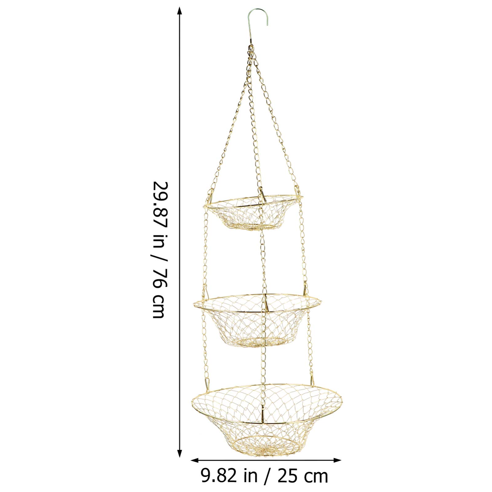 3-Tier Hanging Fruit Basket - Rustic Copper Wire Kitchen Organizer for Fruits, Vegetables & Decor | Perfect for Farmhouse, Country Kitchen & Pantry Storage
