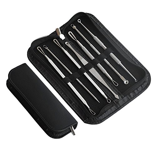 7Pcs Stainless Steel Blackhead & Acne Remover Kit - Professional Pimple Popper Tools for Facial Skin Care - Perfect for DIY Spa, Home Use & Travel Skincare Routine