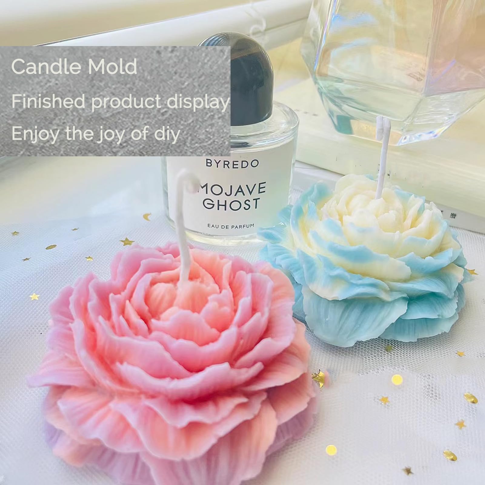 13 PCS Flower Silicone Candle Molds Set with Large-Eye Wicking Needle - DIY Candle Making Kit for Soy Wax, Beeswax, Resin & Clay - Perfect for Home Decor, Wedding Centerpieces & Handmade Gifts