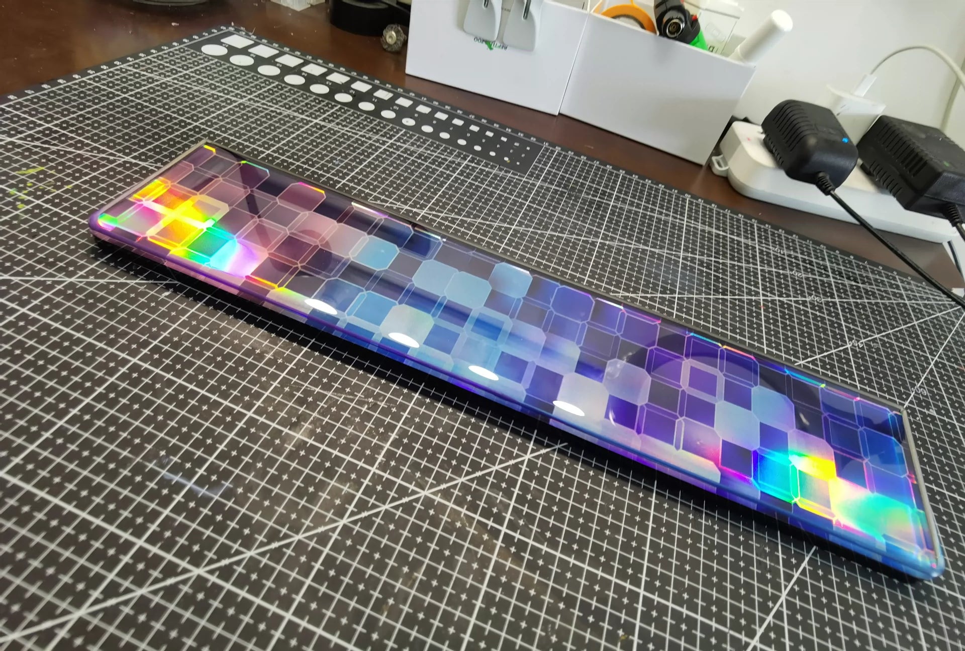 Custom Handmade Resin Keyboard Wrist Rest - Ergonomic Laser Geometric Design for Comfort & Style - Perfect for Gaming, Typing, and Office Work Accessories