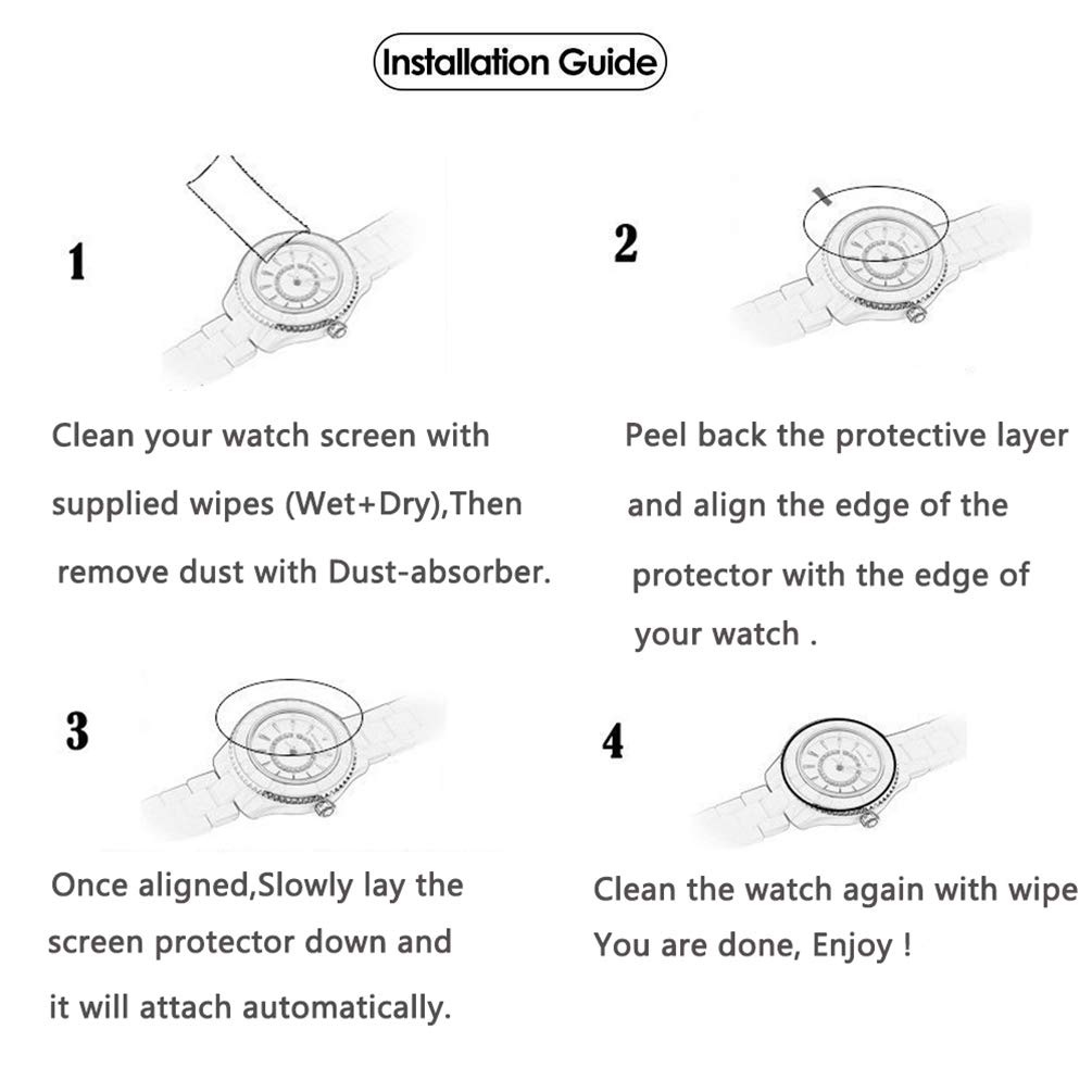 3 Pack Ticwatch 2 Tempered Glass Screen Protector - 9H Hardness, Anti-Scratch for Smartwatch Protection