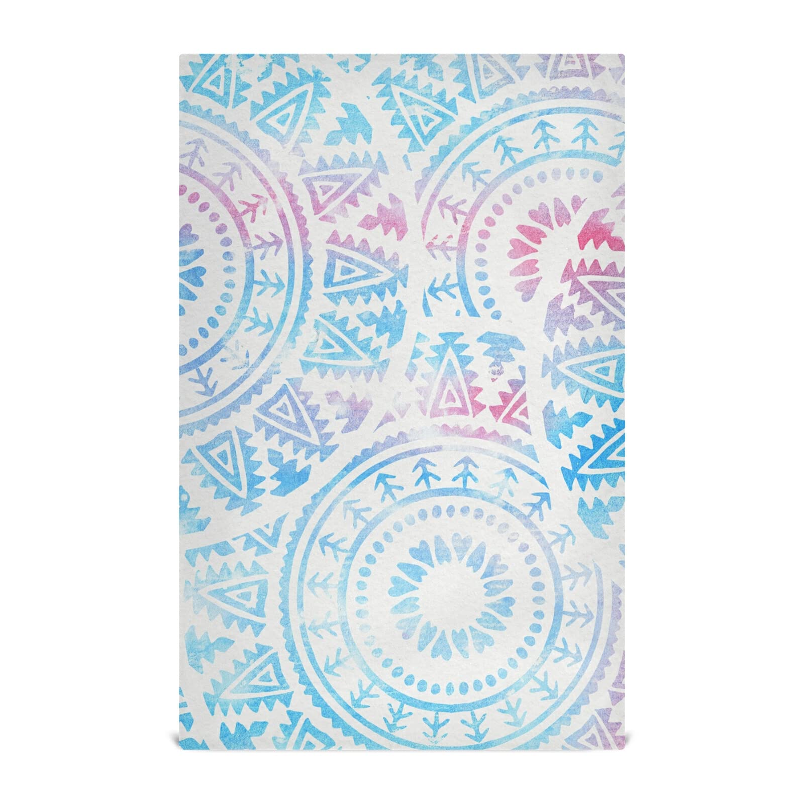 Galaxy Mandala Turquoise Set of 6 Polyester Kitchen Dish Towels - Hemmed Waffle Weave Dishcloths & Hand Bar Tea Towels with Hanging Loop for Dish Drying, Counter Cleaning & Kitchen Decor