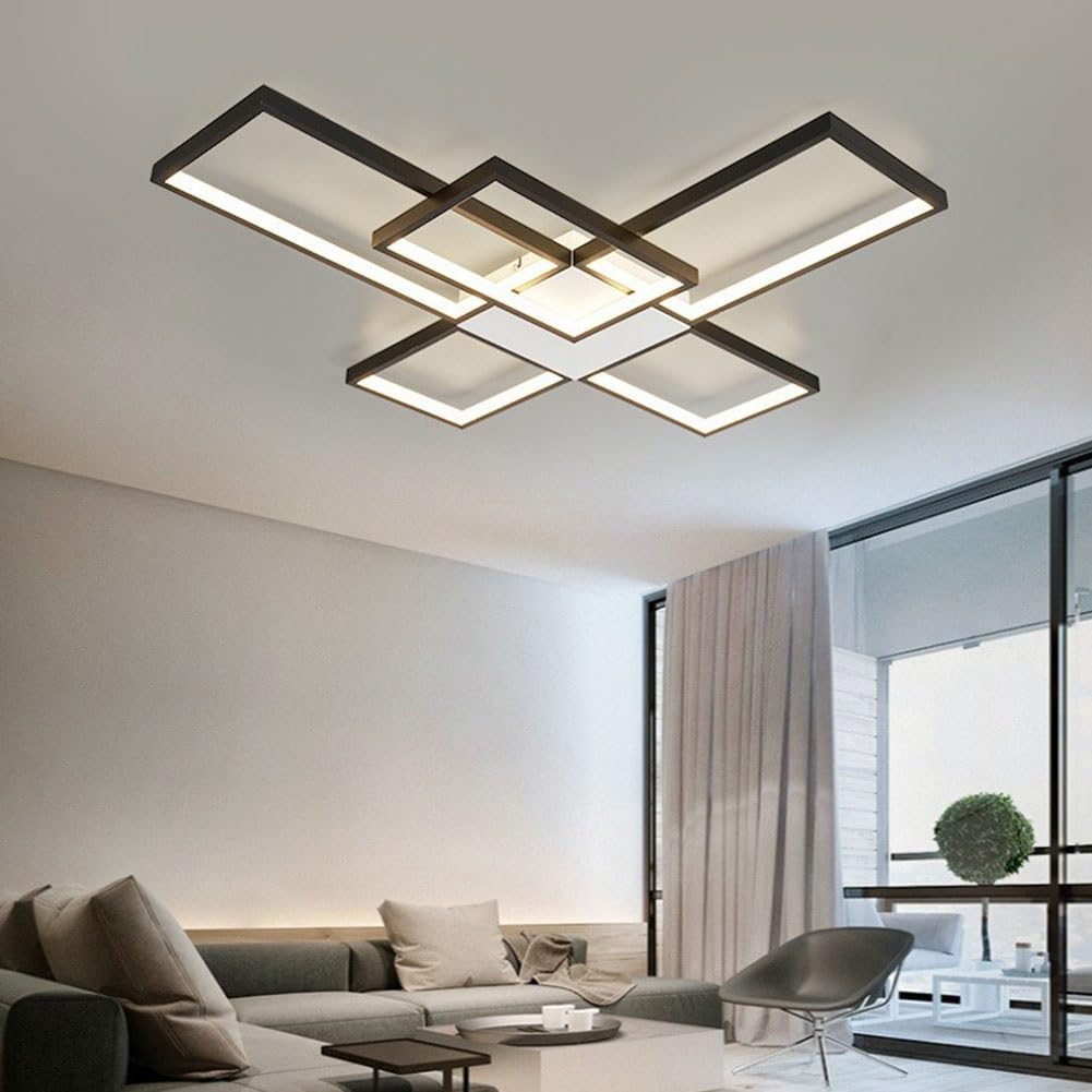 Modern Rectangle Acrylic Dimmable LED Pendant Light with Remote Control - Close to Ceiling Fixture for Cloakroom, Living Room, Bedroom, Kitchen, Hotel & Restaurant (Color Options) | Energy-Efficient Lighting Solution for Contemporary Home & Commercial Spaces