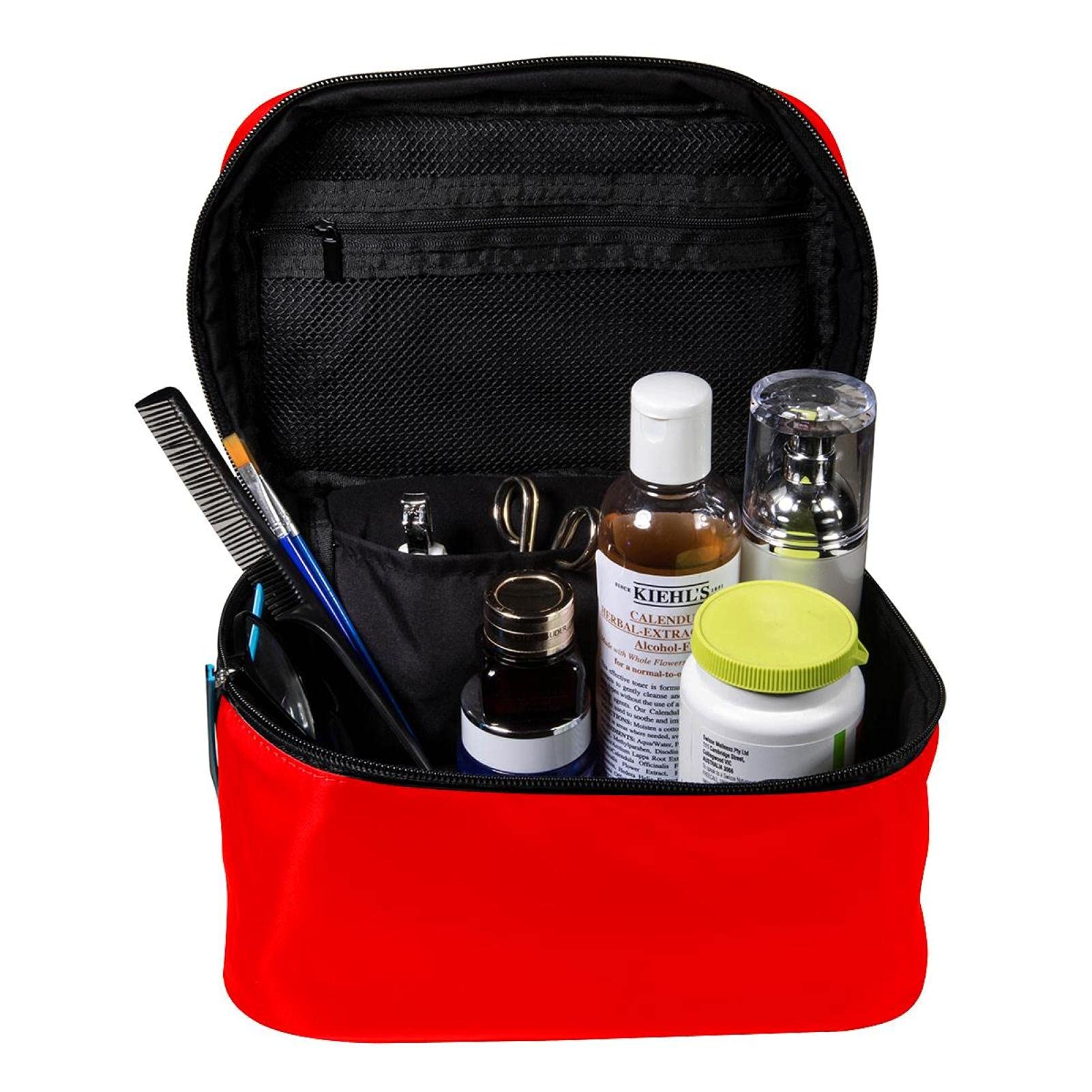 Red Travel Makeup Bag Large Cosmetic Organizer with Zipper - Waterproof Toiletry Case for Women & Girls | Perfect for Vacation, Gym, Business Trips & Daily Essentials Storage