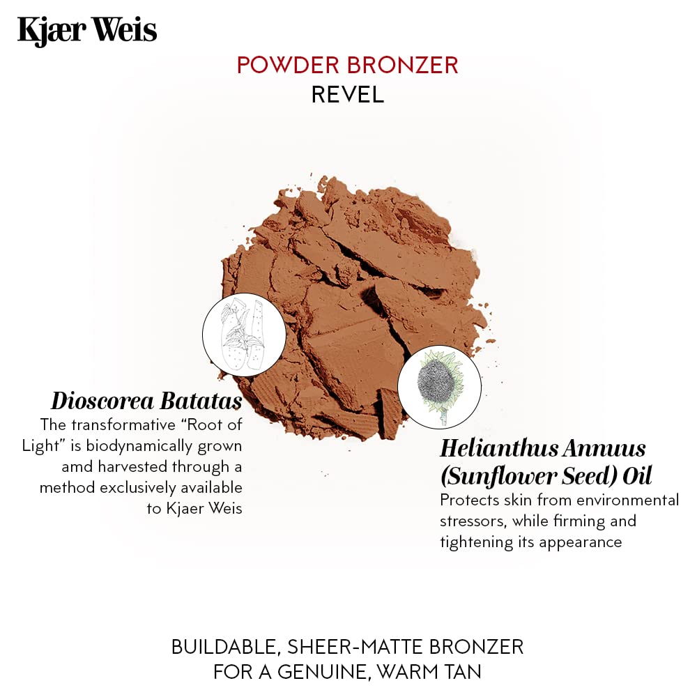 Kjaer Weis Bronzer Powder - Matte Warm Terracotta Contour Makeup for Natural-Looking Tan | Certified Organic Ingredients | Cruelty Free Clean Beauty | Perfect for Everyday Contouring & Sun-Kissed Glow