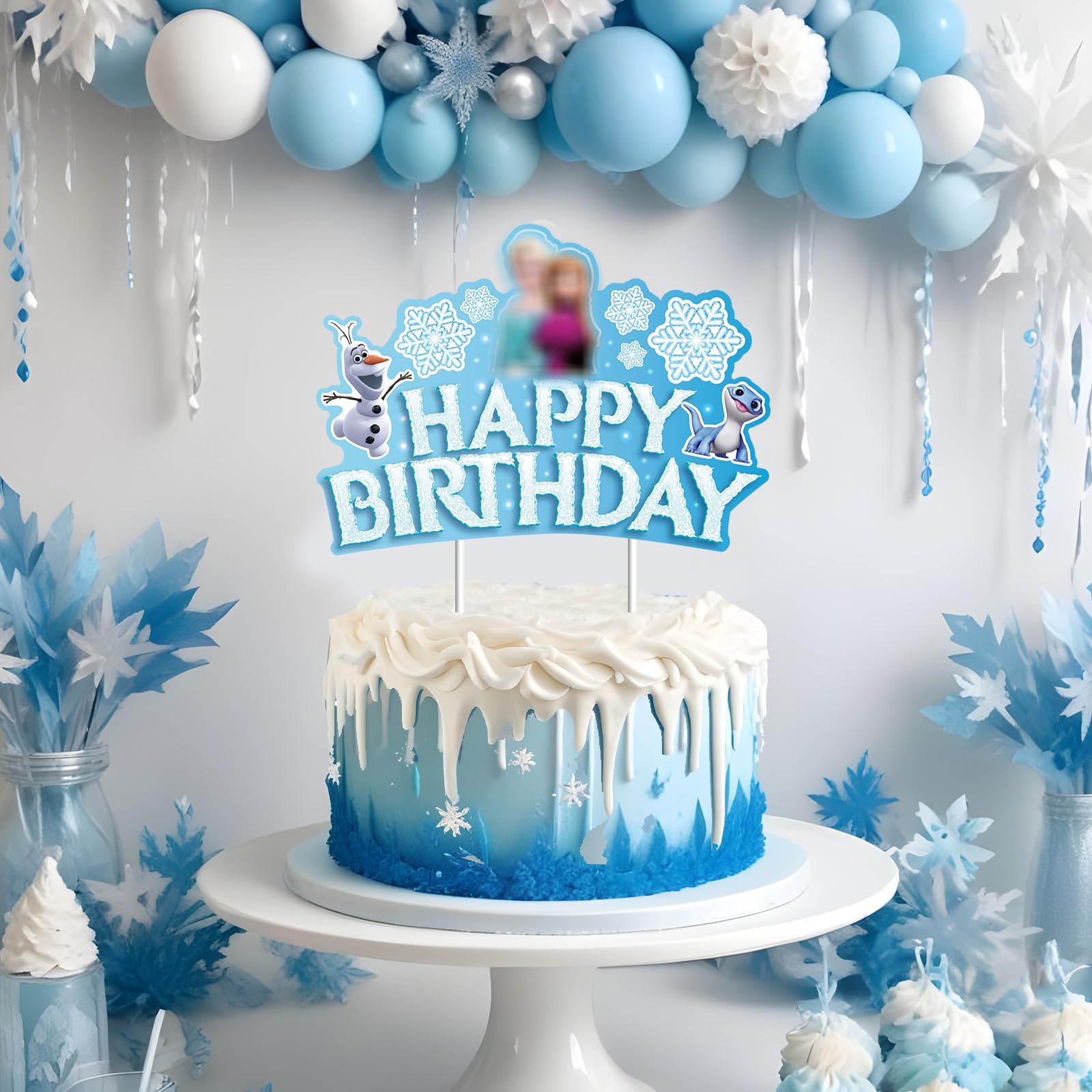 Snowflake Princess Cake Topper for Girls & Boys - Frozen Birthday Party Decorations | Perfect for Baby Showers, Kids Birthday Cakes & Winter Themed Celebrations