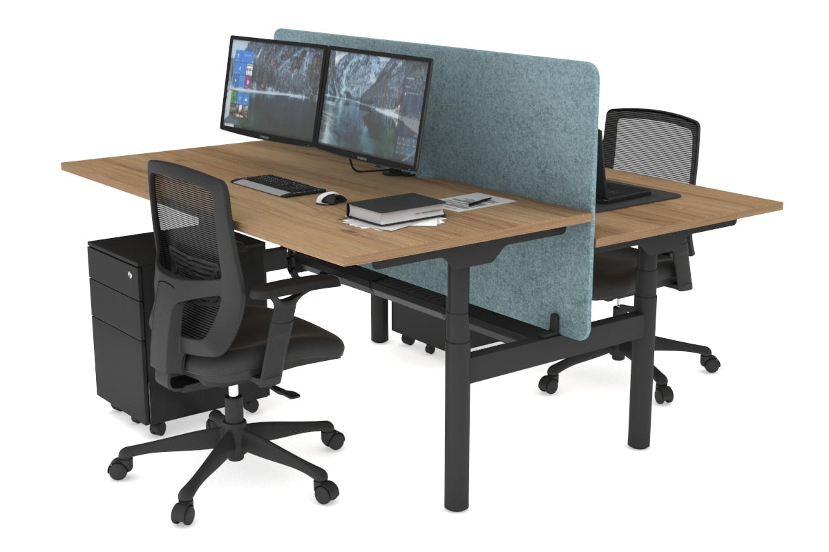 Flexi Premium Height Adjustable 2 Person H Bench Workstation - Black Frame [1600L x 800W with Cable Management] - Ideal for Office, Home Workspace & Collaborative Work Environments