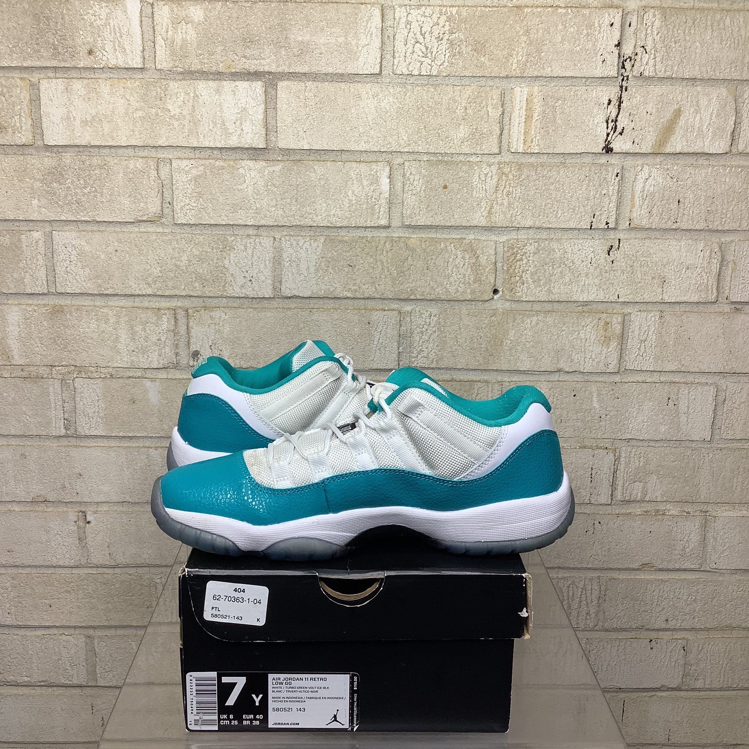 AIR JORDAN 11 LOW AQUA SAFARI Sneakers - Men's Size 7Y (580521-143) - Retro Basketball Shoes for Casual Wear & Street Style