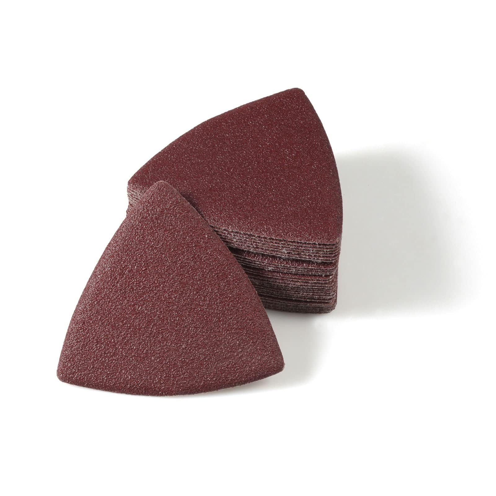 30 Pcs 3-1/8 Inch (80mm) Triangular Hook & Loop Sanding Pads for Oscillating Multitools - 80 Grit No Hole Sandpaper for Wood, Metal Polishing & Detail Sanding - Perfect for DIY Projects, Furniture Refinishing & Automotive Repair