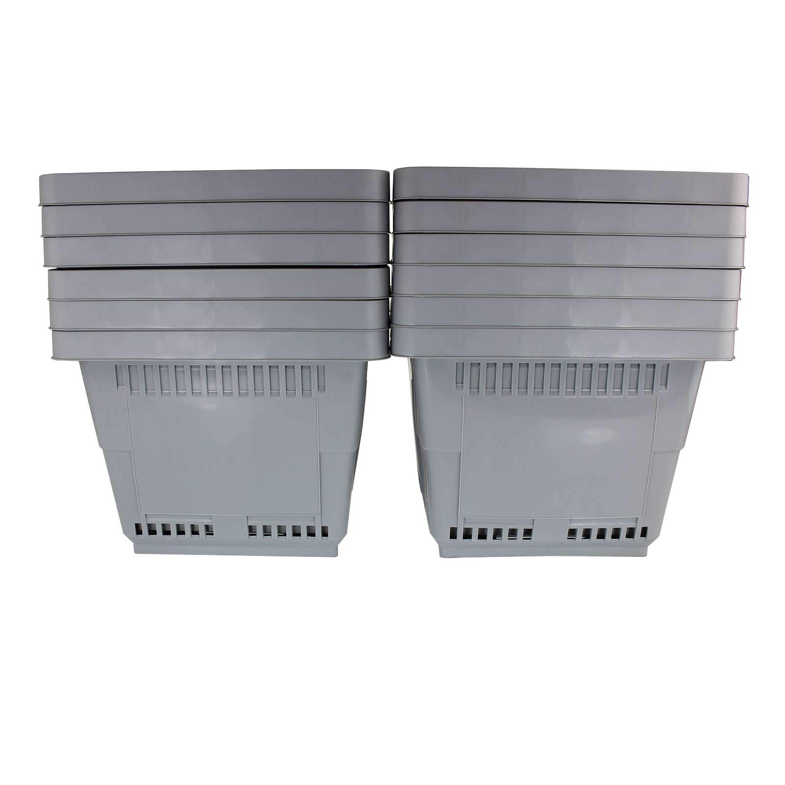 Eco-Friendly Reusable Plastic Shopping Baskets with Handles - Set of 12 Gray Retail Store & Grocery Baskets - Durable Alternative to Paper & Plastic Bags - Perfect for Supermarkets, Farmers Markets & Home Organization