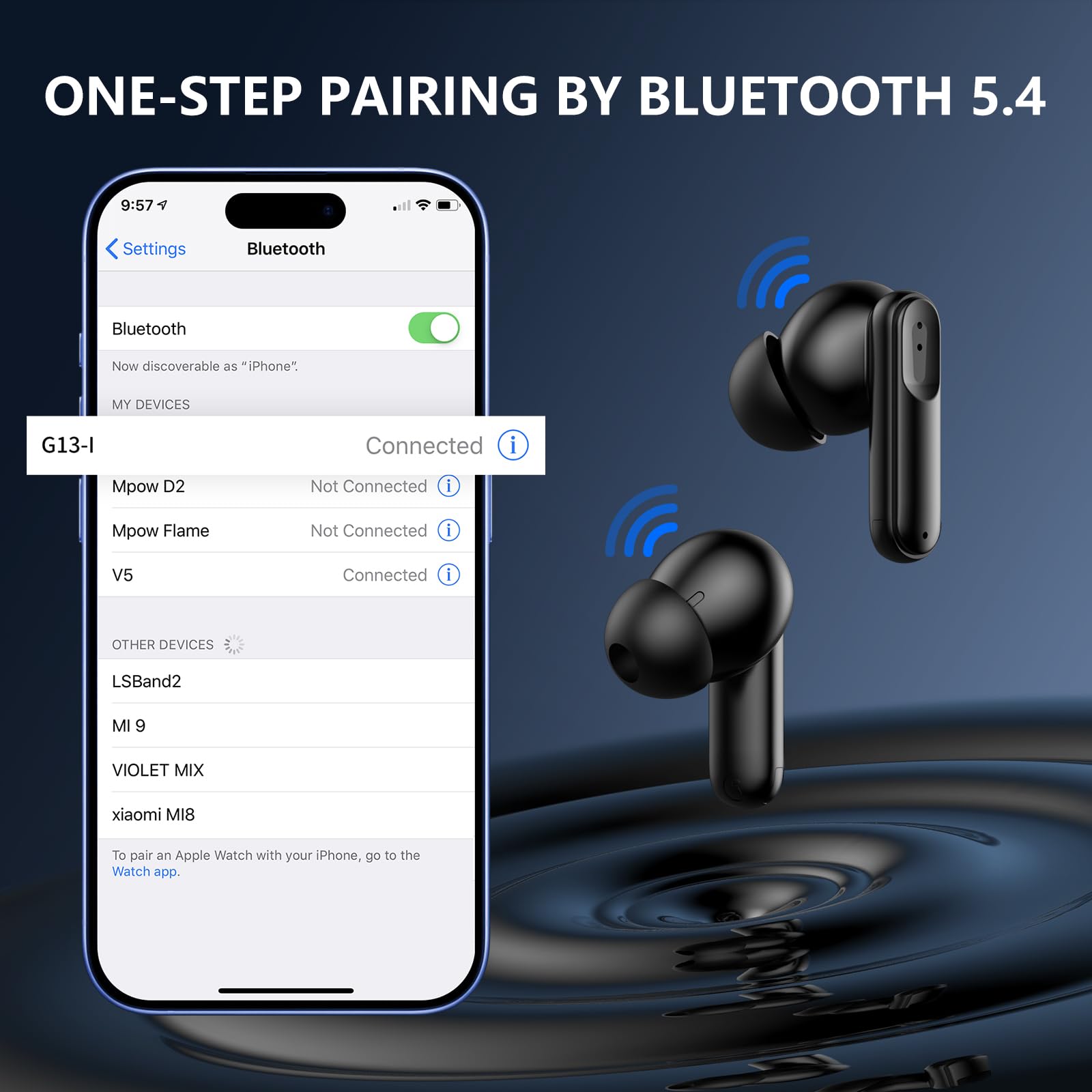 2025 Wireless Bluetooth 5.4 Earbuds with 42H Playtime & Charging Case, IPX6 Waterproof Stereo Earphones for iPhone Android Laptop - Perfect for Sports, Workout, Running & Gym (Black)