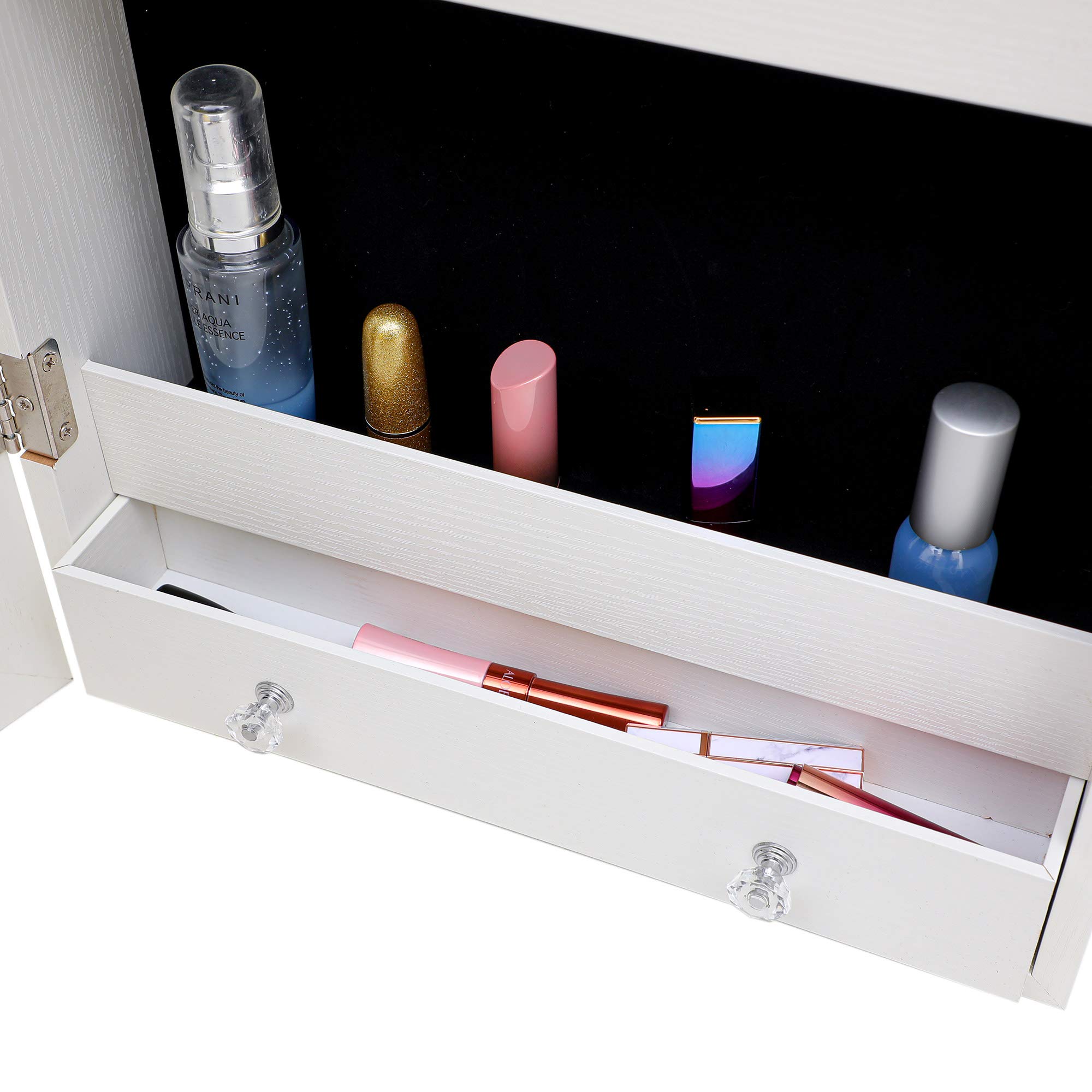 Stylish Jewelry Storage Mirror Cabinet - Hanging Door/Wall Mount Organizer for Necklaces, Rings & Earrings - Perfect for Bedroom, Bathroom & Closet Organization