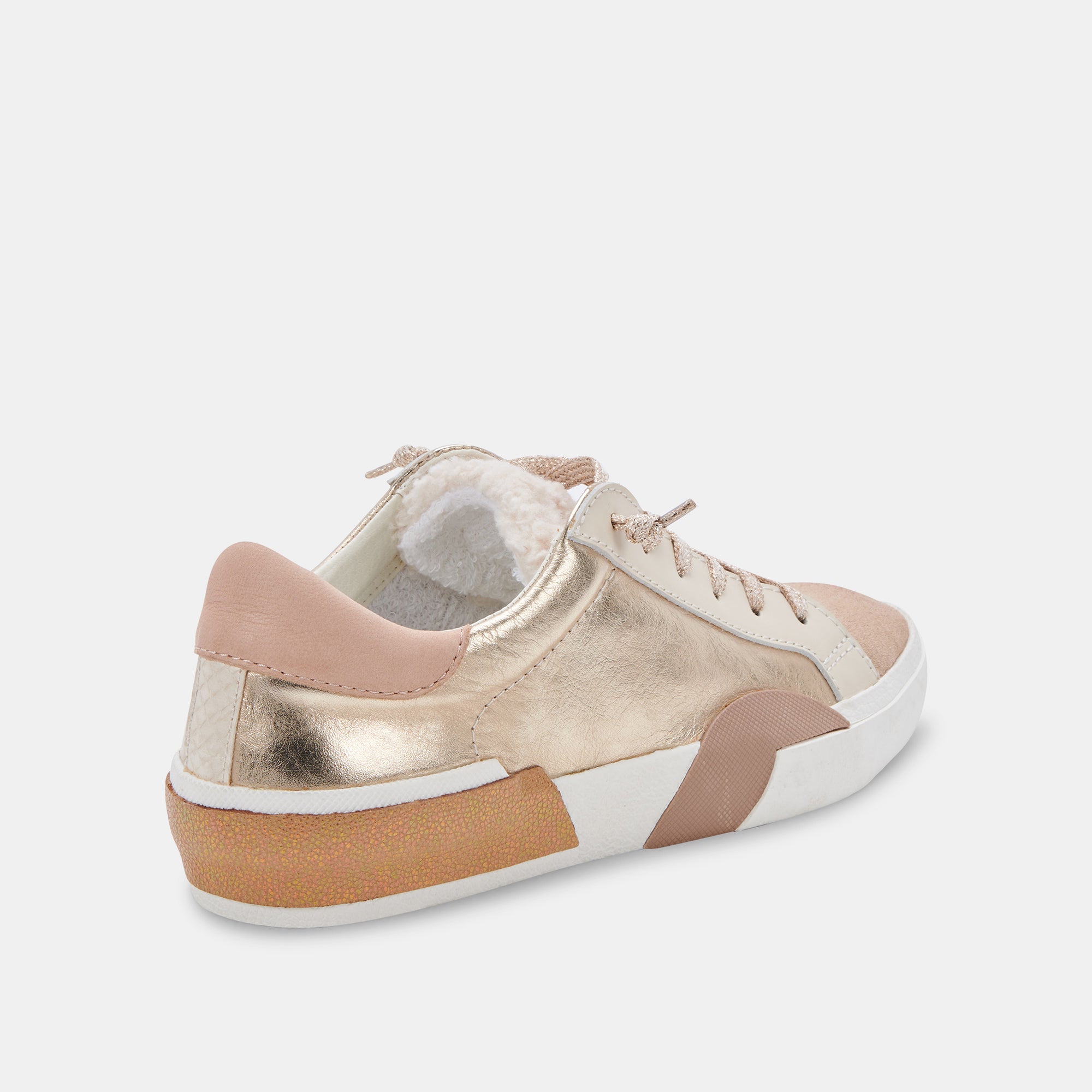 ZINA Women's Gold Leather Plush Sneakers - Comfortable Casual Shoes for Walking, Running & Everyday Wear
