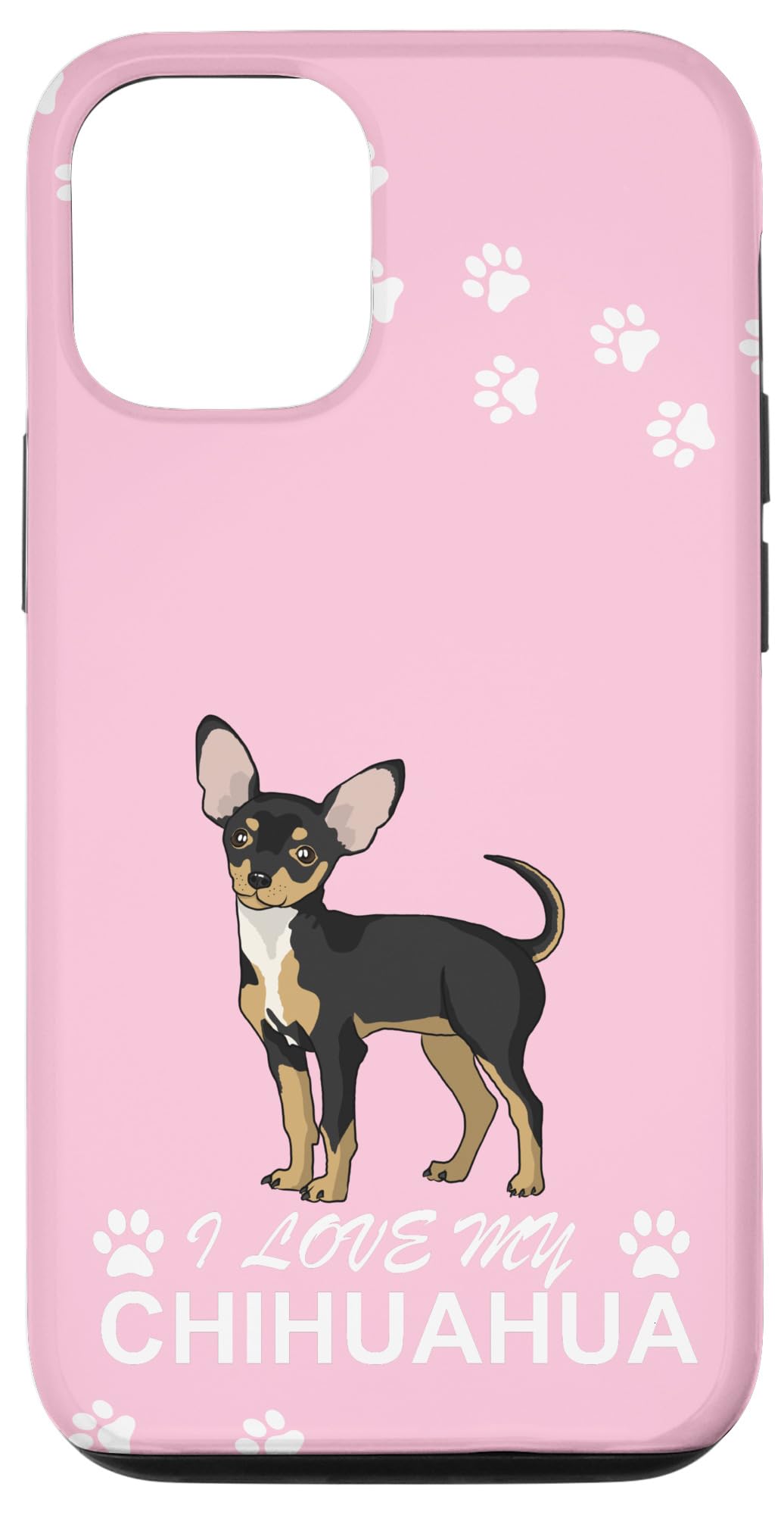 Cute Pastel Pink iPhone 12/12 Pro Case with Chihuahua Dog Paw Pattern - Perfect for Pet Lovers & Trendy Phone Protection