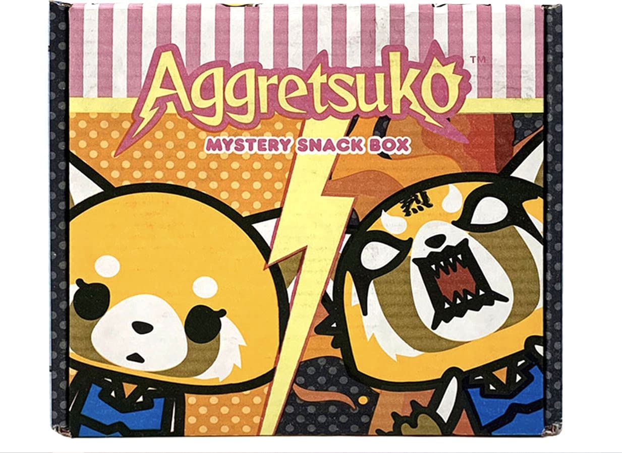 Sanrio Hello Kitty Aggretsuko Japanese Snack Box - Assorted Candy & Ramune Soda - Perfect for Anime Lovers, Gift Giving & Themed Parties