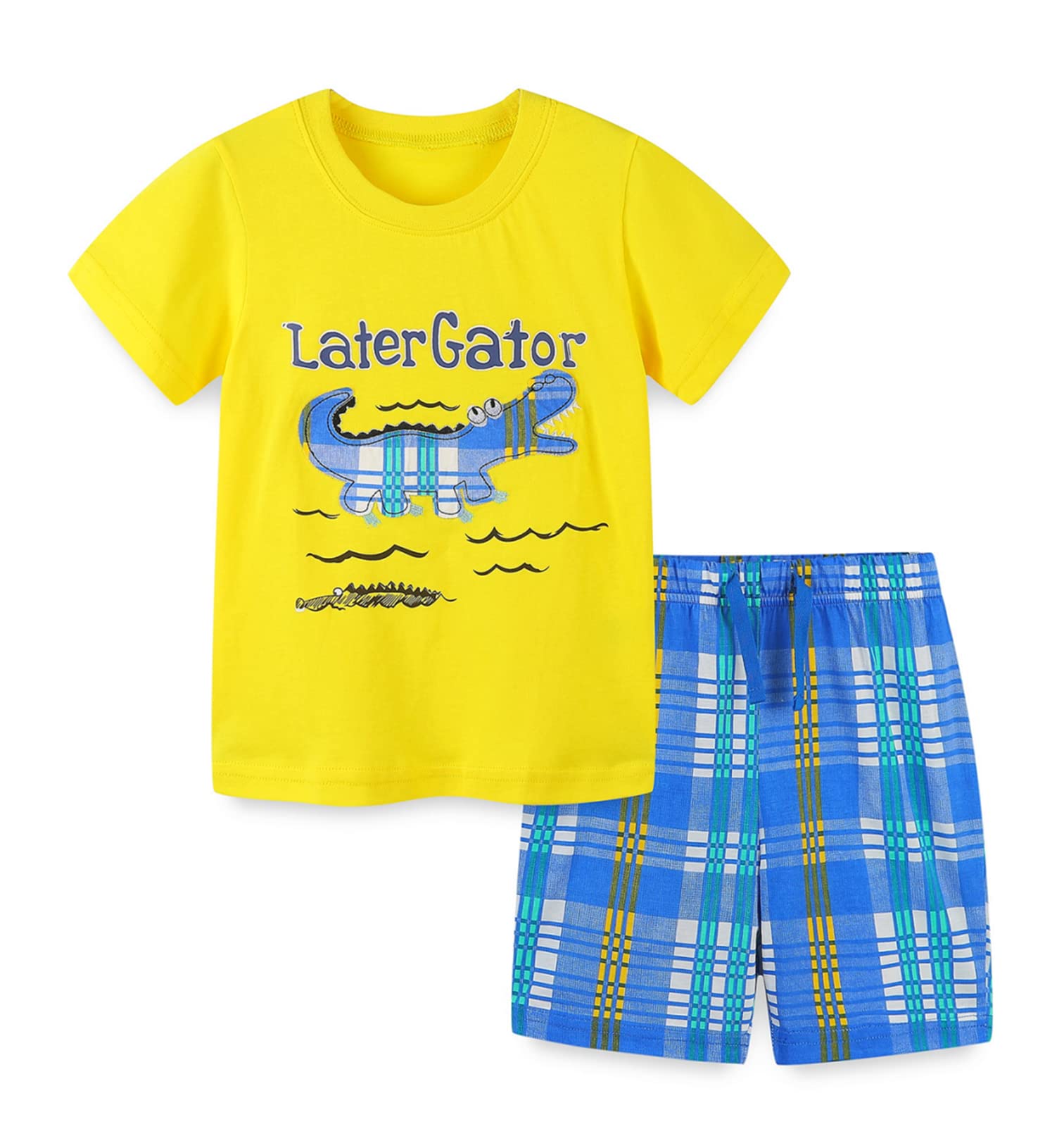 **Boys' Cotton Summer Short Sleeve Outfits - Casual Crew Neck Playwear Sets for Toddlers - Perfect for Playdates, Beach Trips & Outdoor Adventures**
