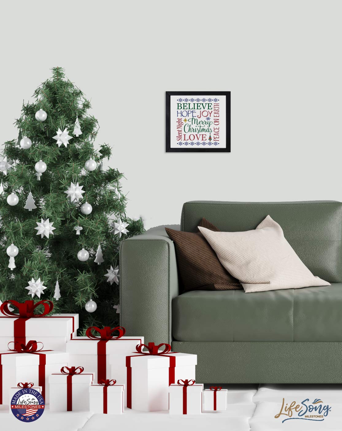 LifeSong Milestones Christmas Shadow Box Frame - 11.5x11.5 Inch Holiday Home Decor, Festive Wall Art & Unique Gift Idea for Family (Black, Non-Personalized) - Perfect for Living Room, Office or Christmas Party Decoration
