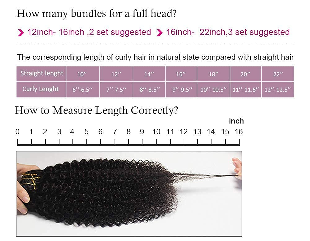 Kinky Curly Clip-In Hair Extensions 16inch - 10A Brazilian Remy Human Hair (3C/4A Afro Texture) - 10-Piece Set with 21 Clips for Black Women - Natural Black Hair Extensions for Daily Styling & Special Occasions