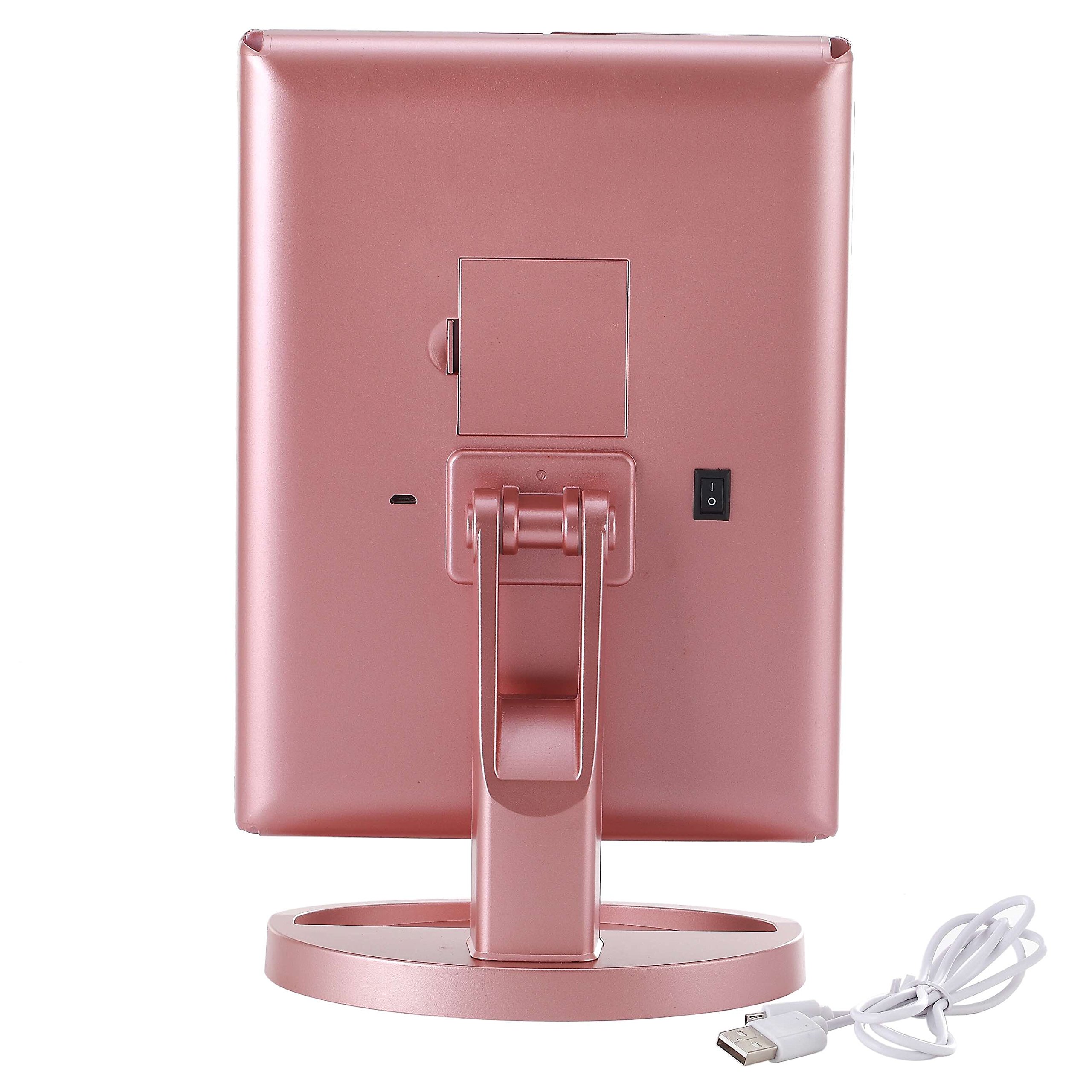 Miss Sweet Lighted Trifold Makeup Mirror - Rose Gold Vanity Mirror with LED Lights for Beauty & Makeup | Perfect for Dressing Table, Bedroom, and Travel