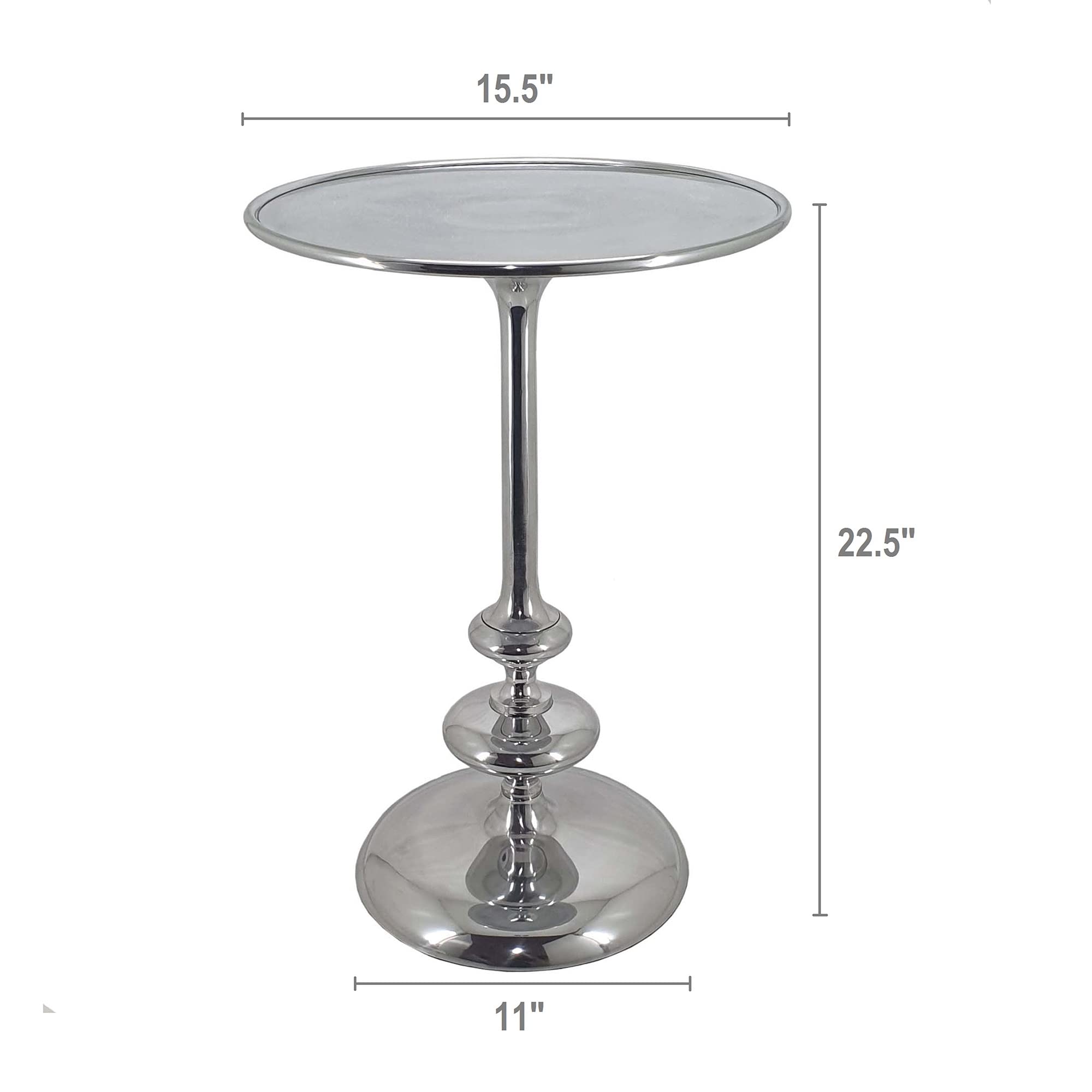 A&B Home Round Silver Side Table - 15