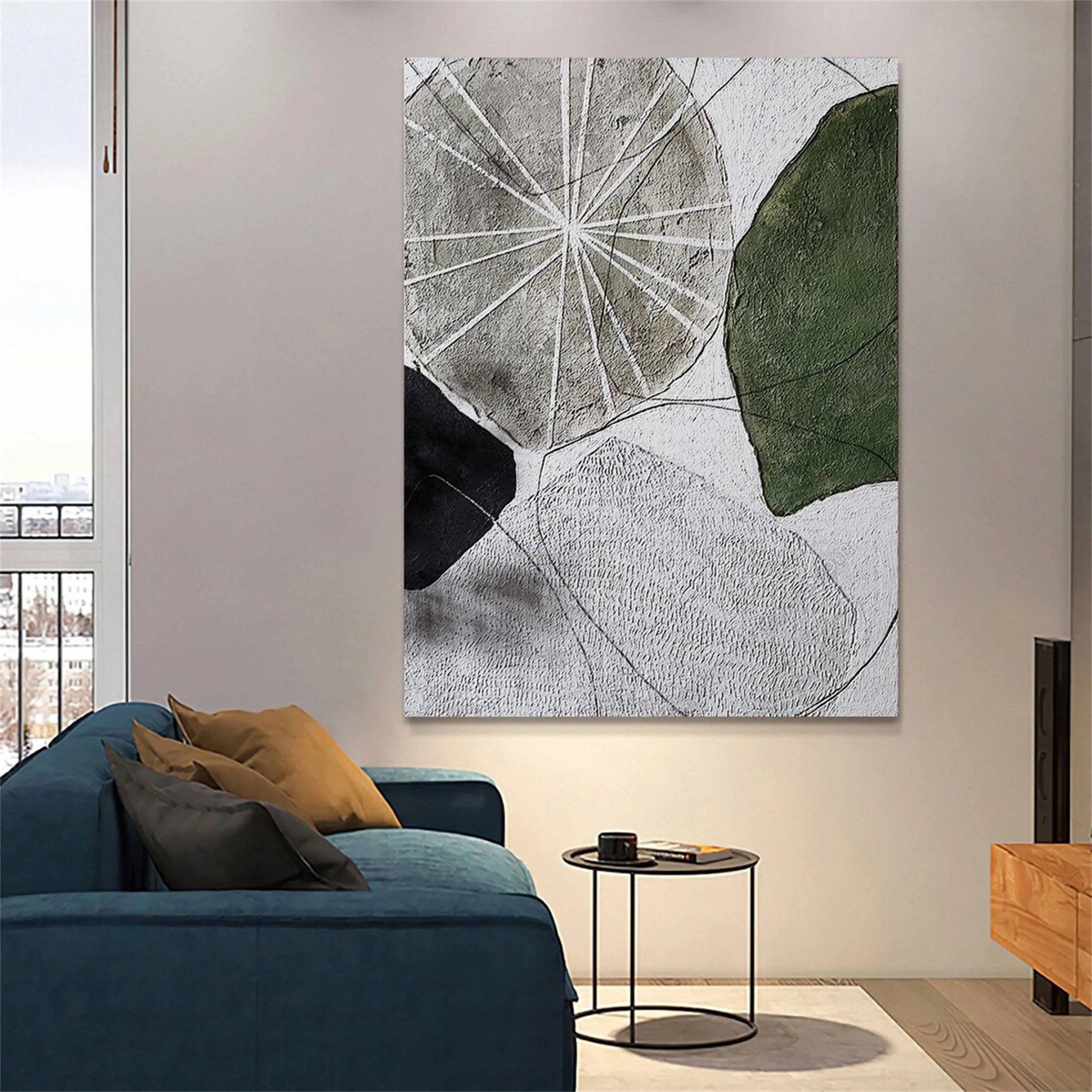 Blue & Green Abstract Wall Art Print #BG058 - Modern Canvas Painting for Living Room, Bedroom & Office Decor