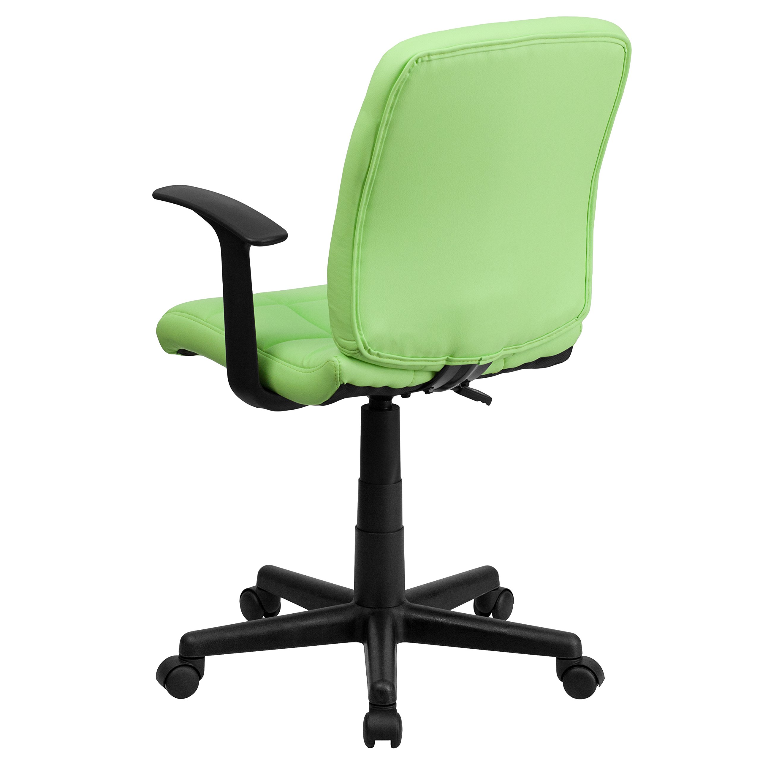 Flash Furniture Clayton Mid-Back Office Chair - Green Quilted Vinyl Swivel Task Chair with Arms for Home & Office Workspace | Ergonomic Support for Long Hours Sitting