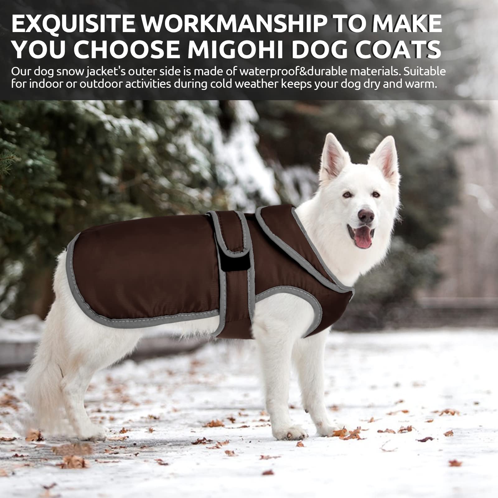 MIGOHI Reflective Dog Coat - Waterproof Windproof Winter Jacket for Small Medium Large Dogs, Fleece Lined Reversible Snowsuit with Stormguard Technology - Keep Your Pet Warm & Safe in Cold Weather, Snowy Walks & Outdoor Adventures
