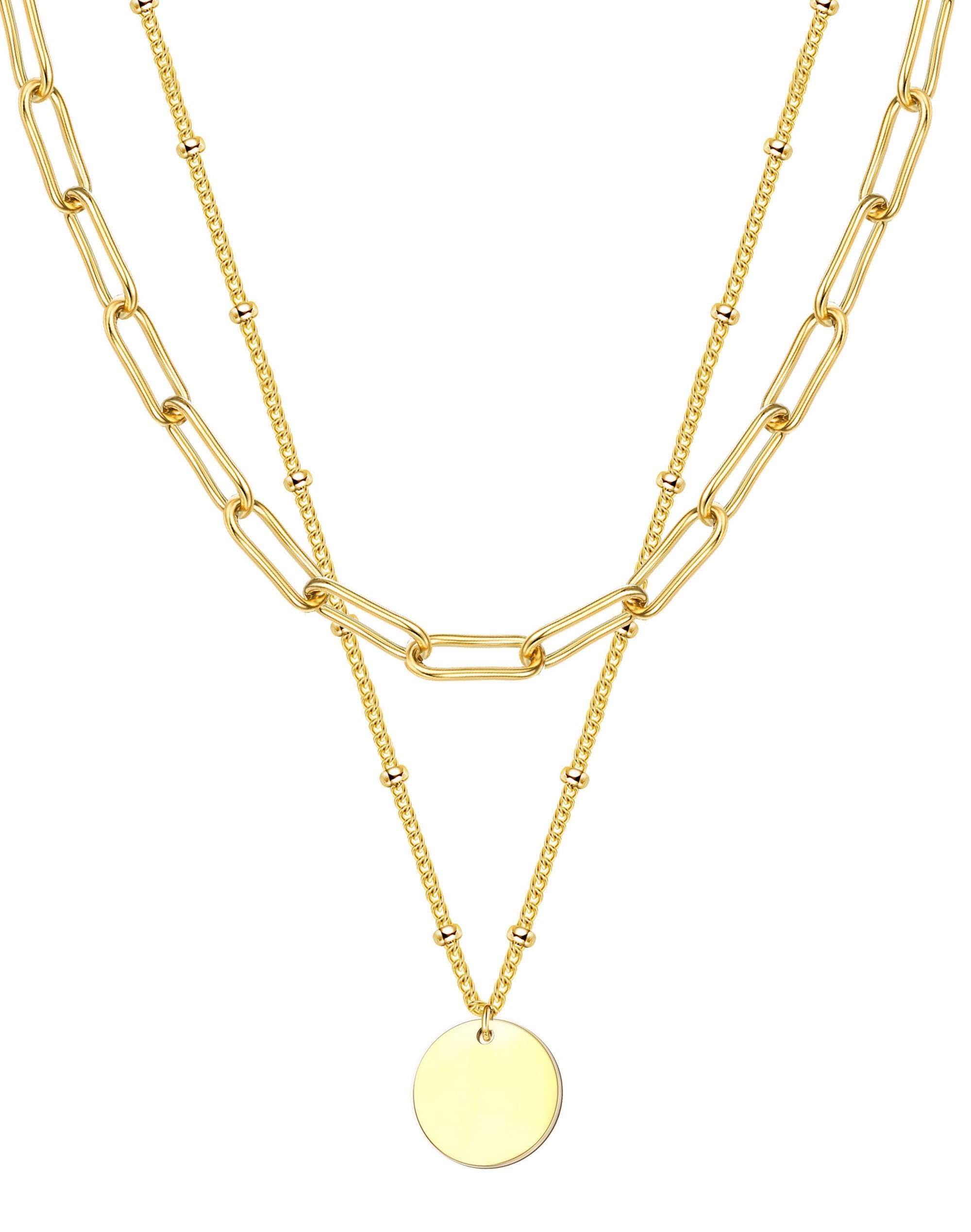 FINREZIO Women's Dainty Layered Choker Necklace Set - Adjustable Multilayer Bar & Disc Pendant Necklace for Everyday Wear, Date Night & Gift Giving
