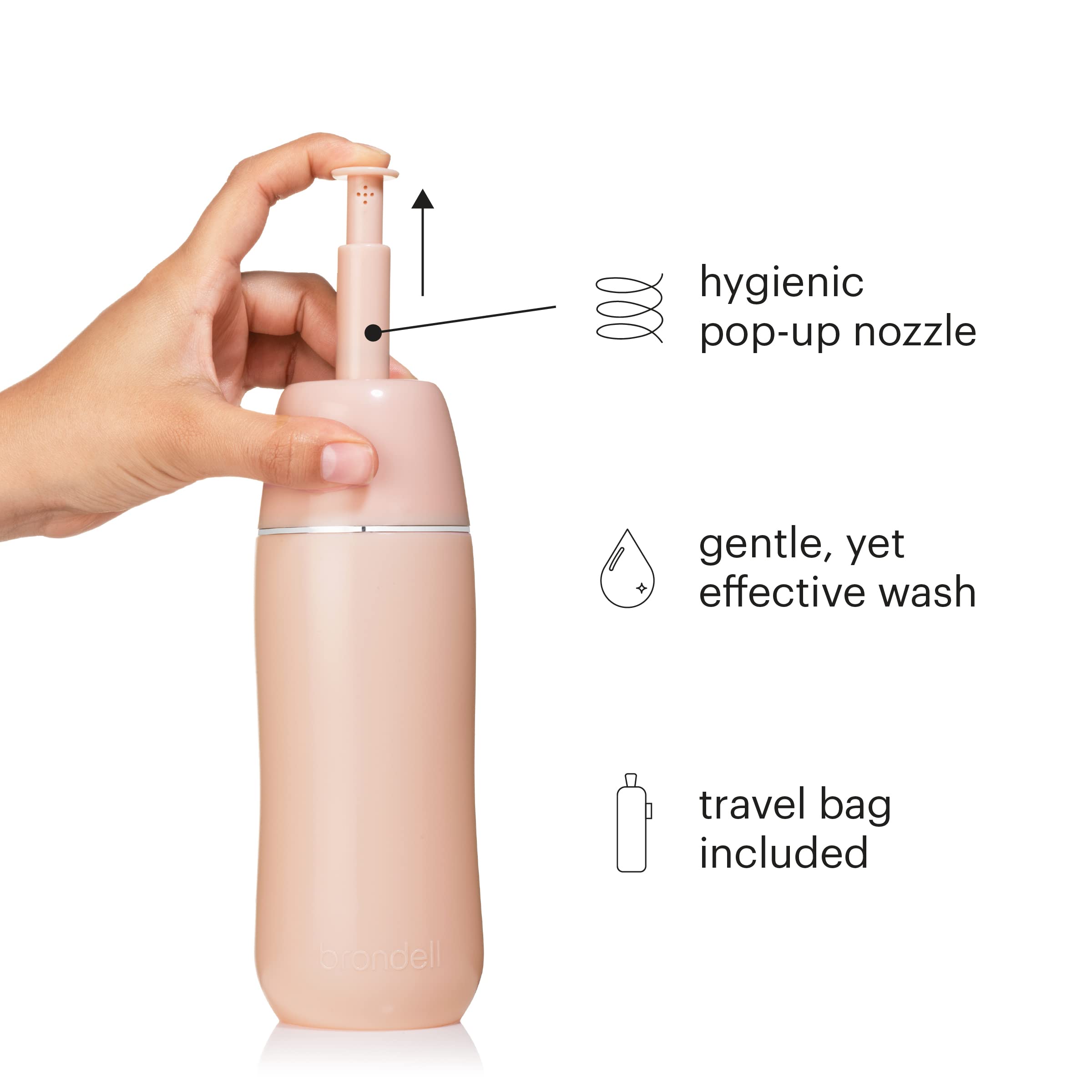 Brondell GoSpa Advanced Travel Bidet with Pop-Up Nozzle System - Compact Portable Bidet with 400mL Water Tank & Discreet Travel Bag - Perfect for Camping, Road Trips & Hygiene On The Go - Pink
