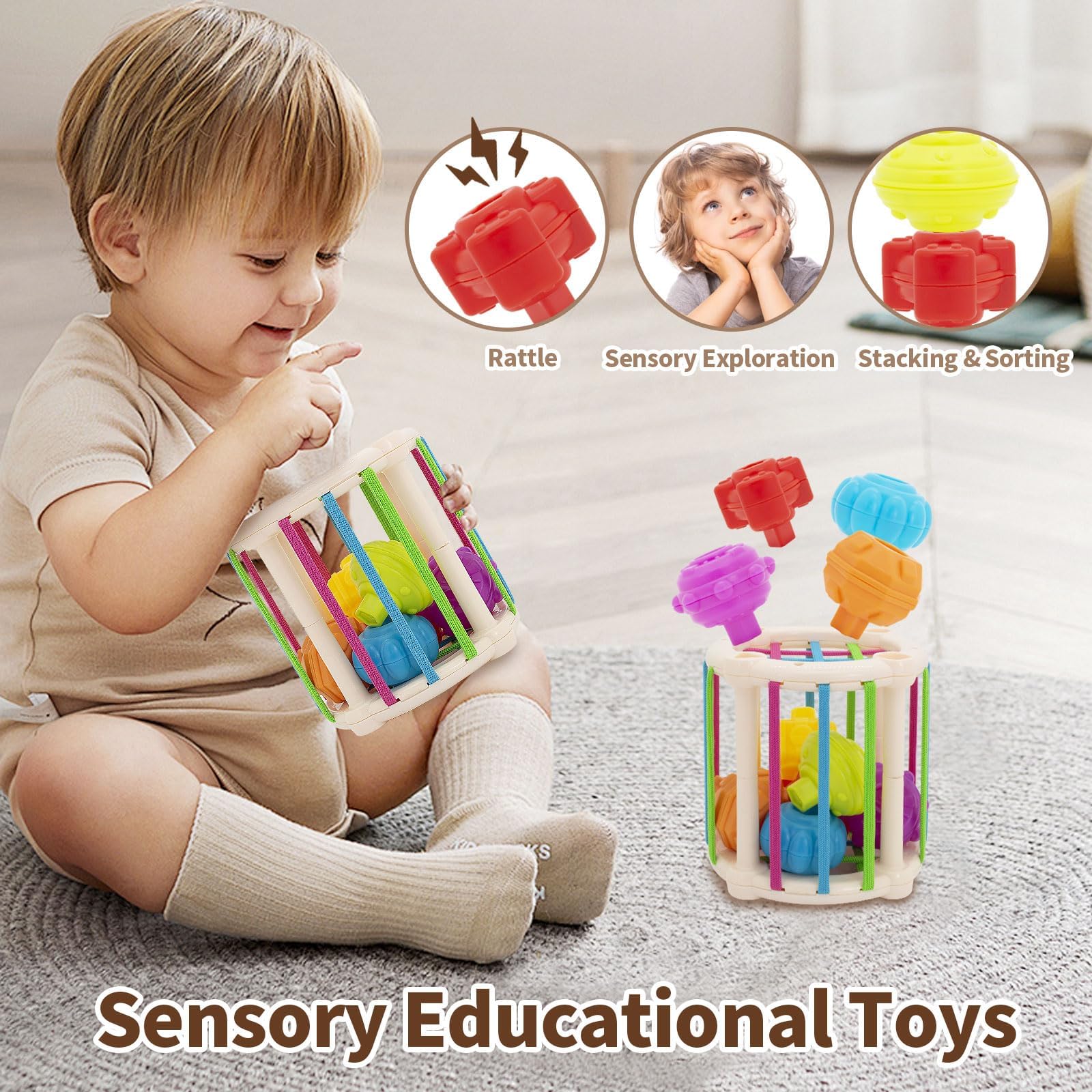 Montessori Baby Toys Set for 6-18 Months - 8-in-1 Educational Sensory Learning Toys for Toddlers | Perfect Infant Gifts for Boys & Girls | Ideal for Early Childhood Development & Playtime Activities