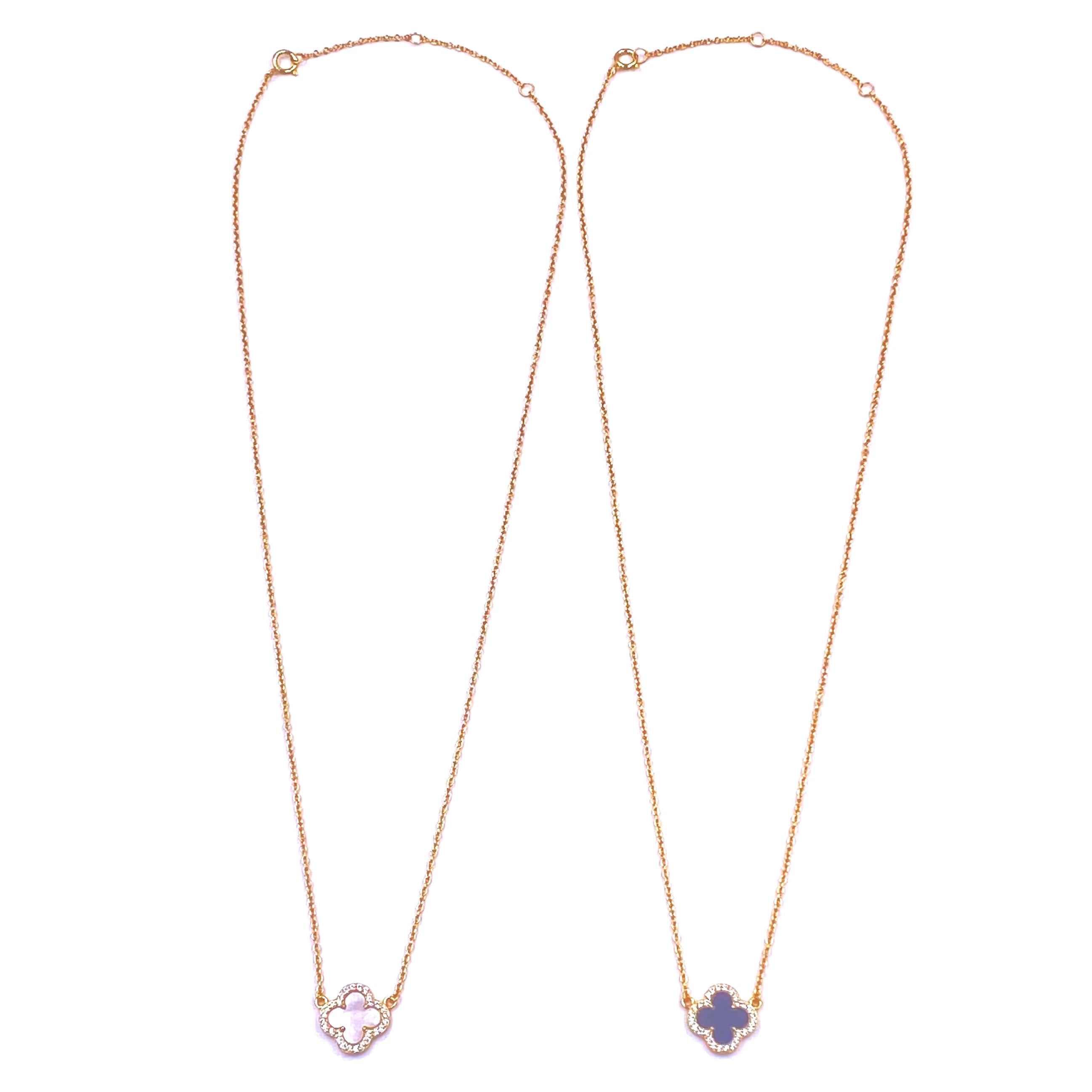 Ashley Gold Sterling Silver Gold Plated CZ Enamel Clover Pendant Necklace - Elegant Four Leaf Clover Jewelry for Women - Perfect for St. Patrick's Day, Birthday Gifts & Everyday Wear