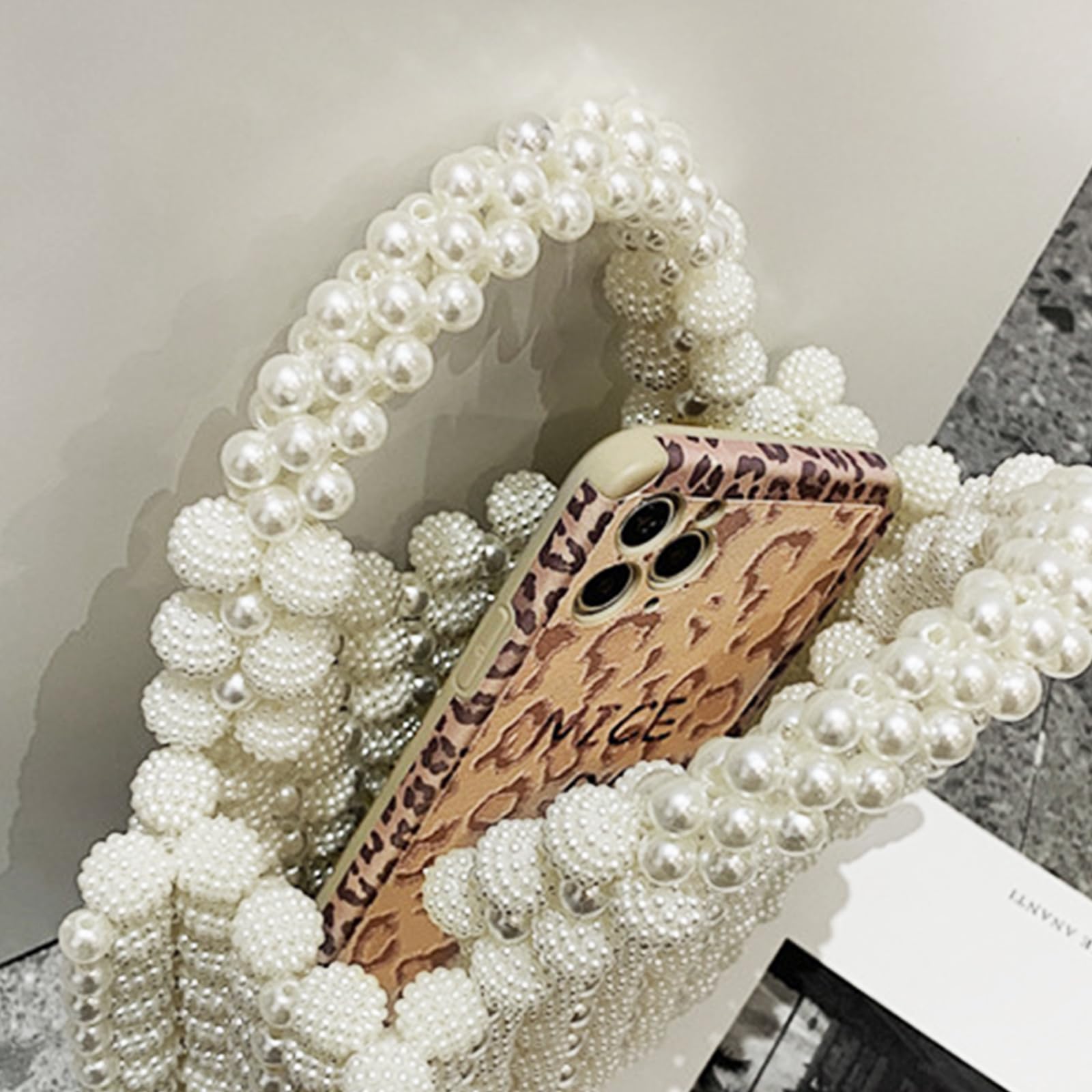 Elegant White Artificial Pearl Clutch Purse for Women - Square Evening Bag for Party, Wedding, Travel & Special Occasions | Perfect Bridal Accessory & Formal Event Handbag
