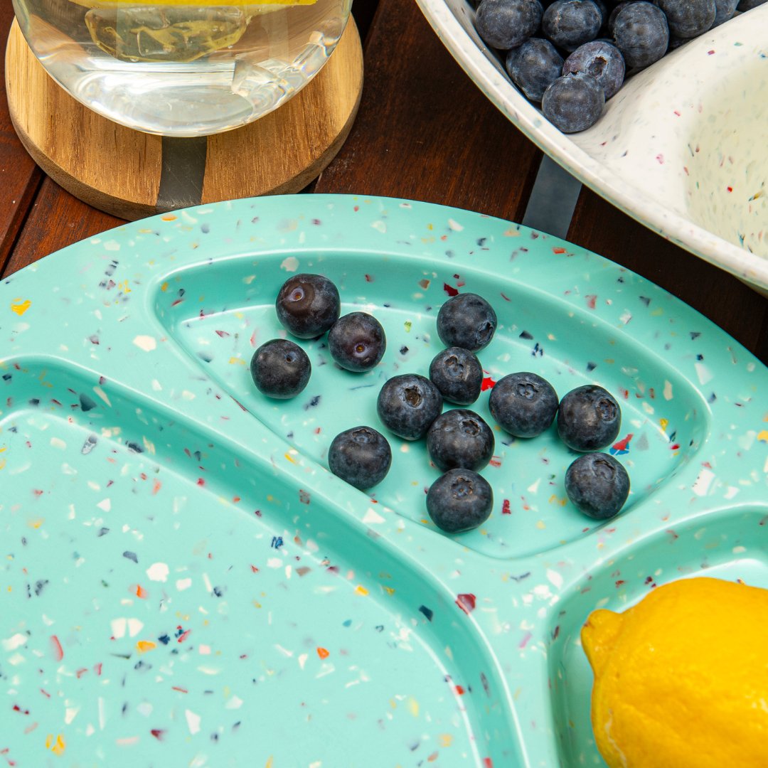 2-Piece Confetti Divided BBQ Plates Set - Green - Perfect for Outdoor Grilling, Picnics, and Party Serving