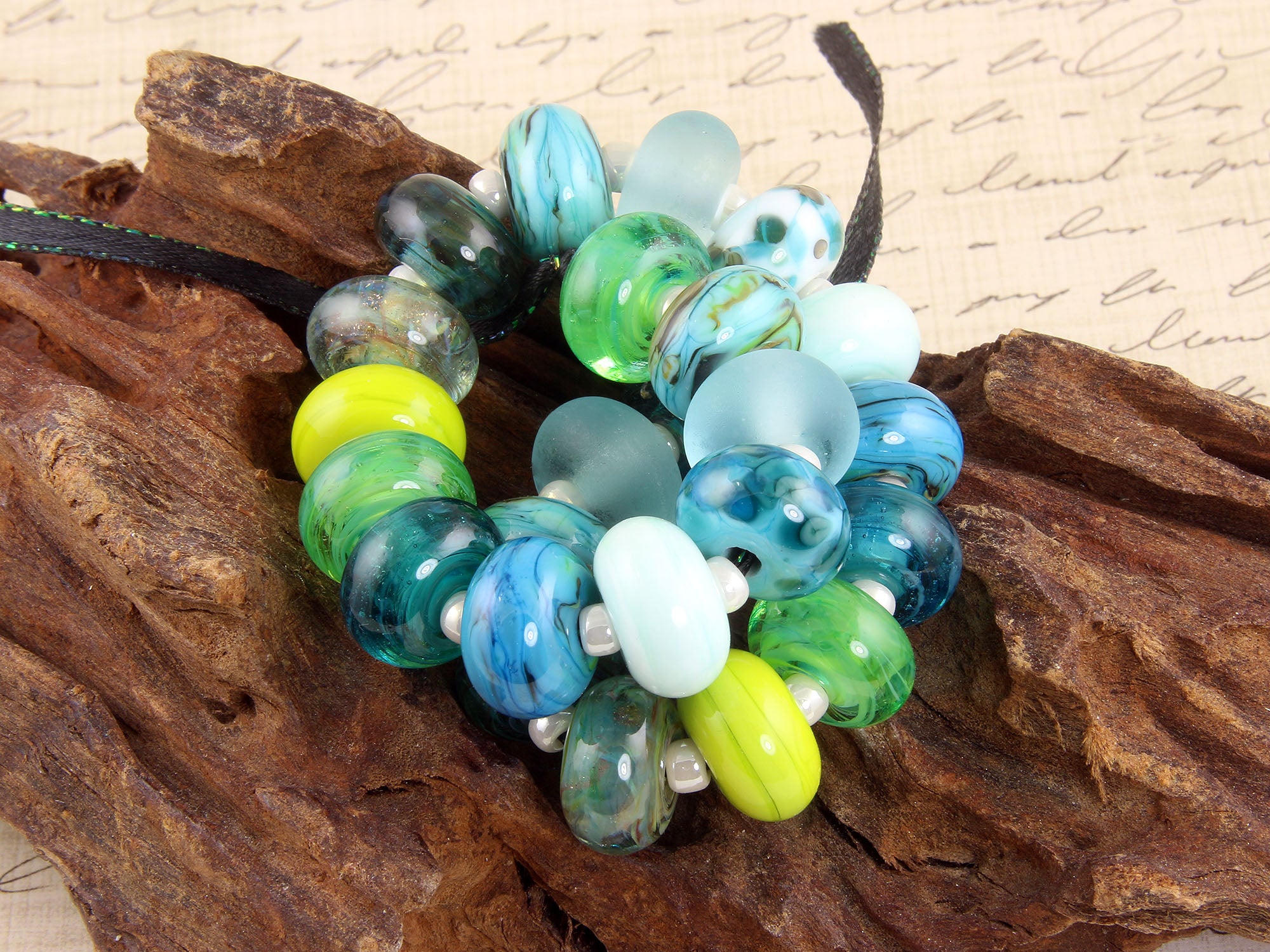 24 Handmade Blue Lagoon Lampwork Glass Beads for Jewelry Making - DIY Bracelet, Necklace & Craft Projects - SRA Certified Artisan Beads