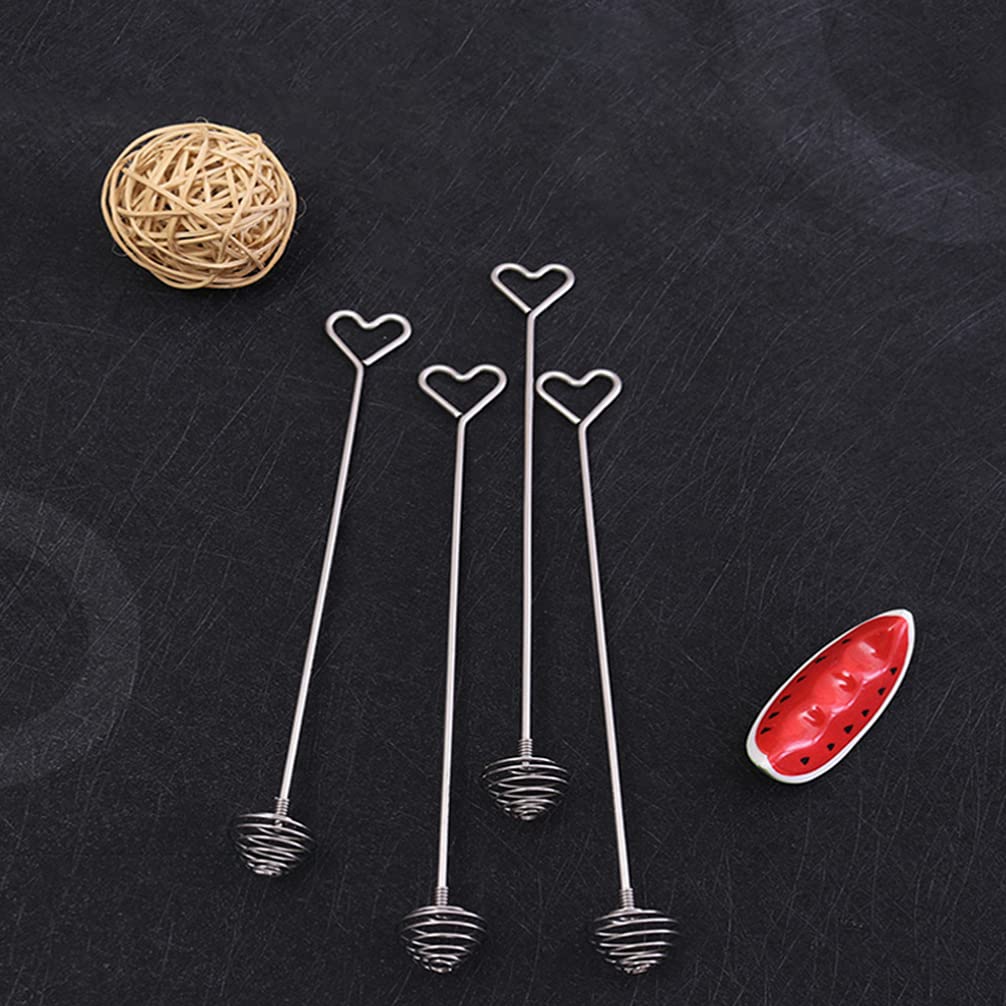 **Hemoton 10-Pack Stainless Steel Balloon Whisks - Honey Stick, Drink Stirrer, Milk Frother for Coffee, Baking & Mixing - Durable 304 Stainless Steel - Perfect for Home, Cafe & Bar Use**