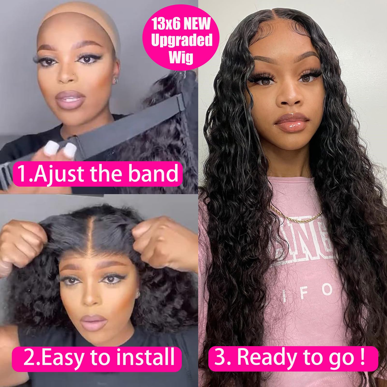 30 Inch Deep Wave Lace Front Wigs Human Hair 200% Density 13x6 HD Transparent Lace - Pre Plucked Bleached Knots Glueless Wigs for Women - Perfect for Cosplay, Daily Wear, and Special Occasions