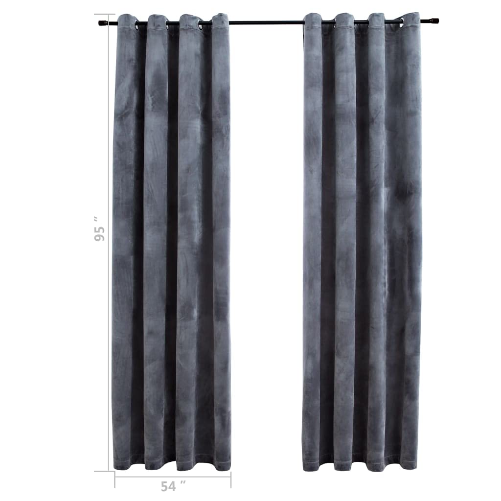 Blackout Curtains with Rings - 2 Panels Set, 54x95 Inch Velvet Room Darkening Curtains for Bedroom, Thermal Insulated Light Blocking Drapes in Anthracite - Perfect for Home Theater, Nursery & Shift Workers